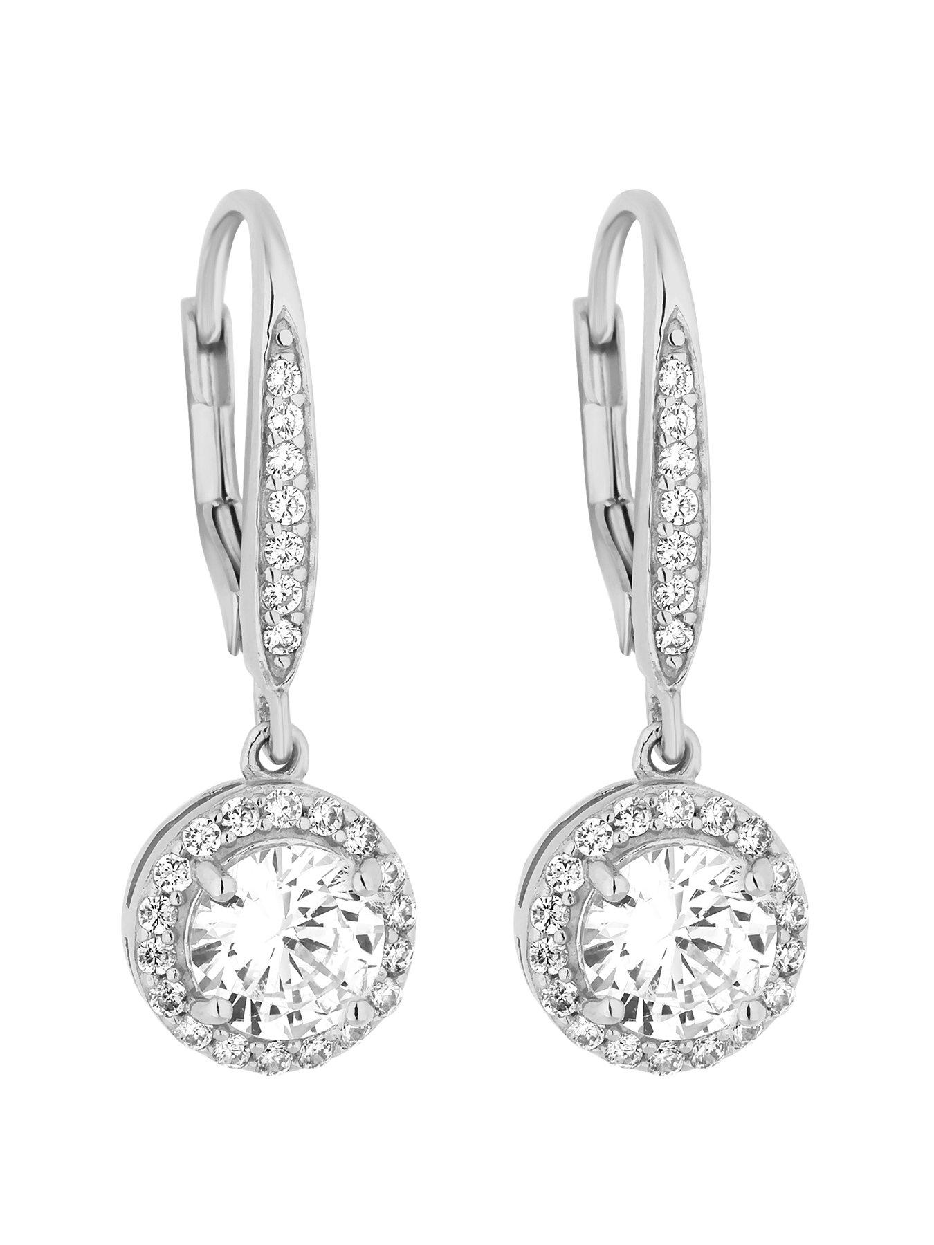 undefined Simply Silver Sterling Silver 925 Halo Drop Earring Earrings