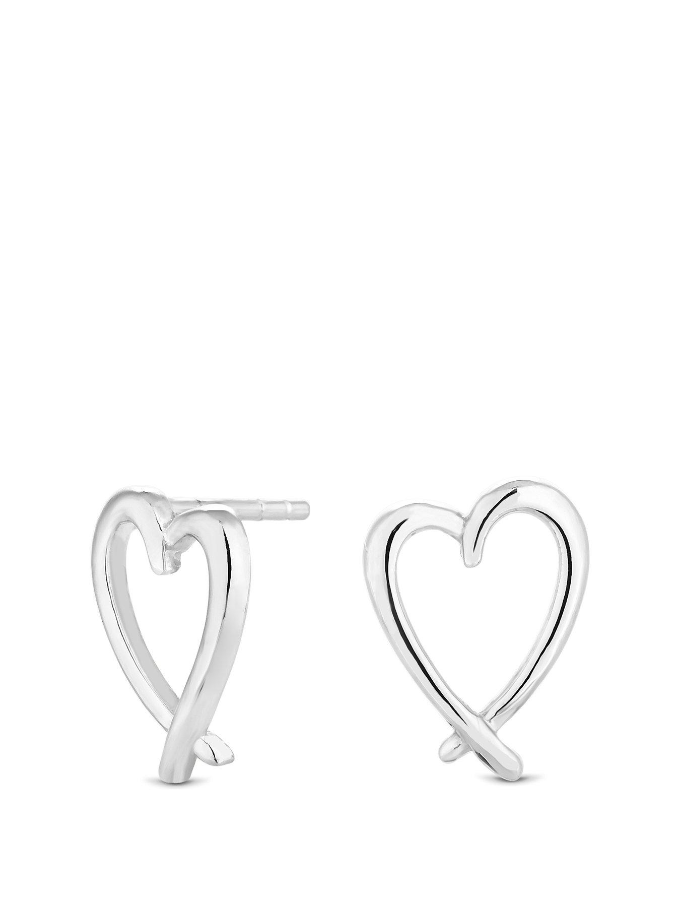 Image 1 of 1 of Simply Silver Simply Silver Sterling Silver 925 Open Heart Stud Earrings