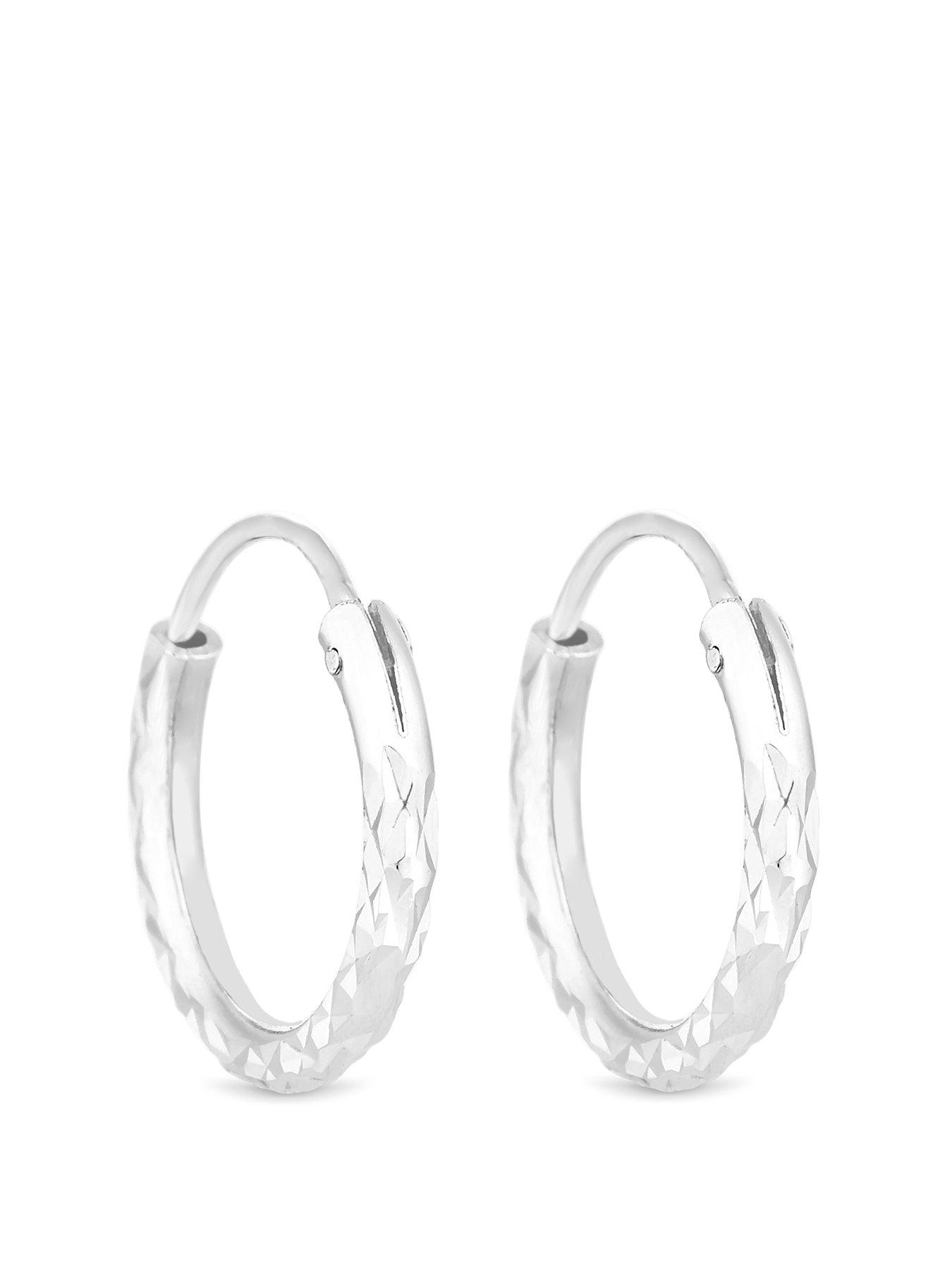 Image 1 of 1 of Simply Silver Simply Silver Sterling Silver 925 Mini Diamond Cut Hoop Earrings - SS19
