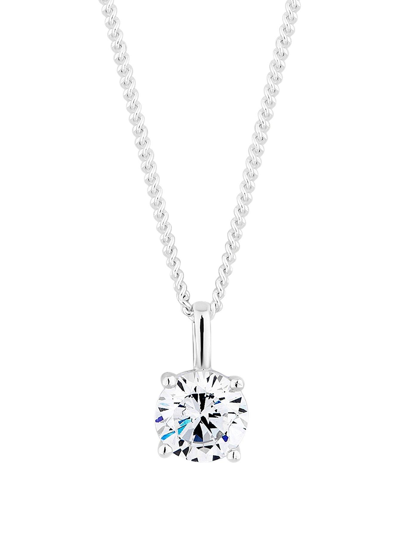 Image 1 of 1 of Simply Silver Simply Silver Sterling Silver 925 Round Brilliant Pendant Necklace