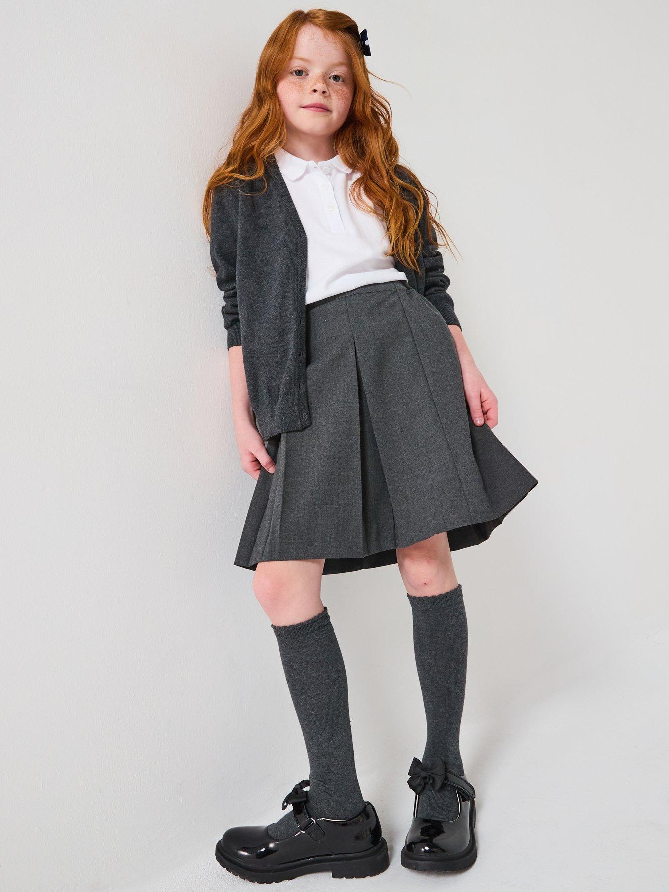 Image 7 of 7 of V by Very Girls 2 Pack Classic Pleated School Skirts Plus Size&nbsp;- Grey