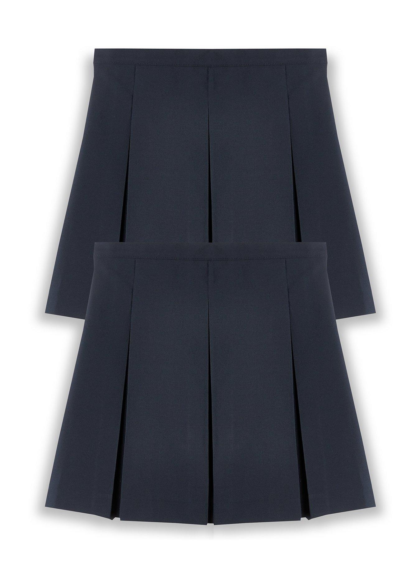 undefined Girls 2 Pack Classic Pleated School Skirts Plus Size - Navy