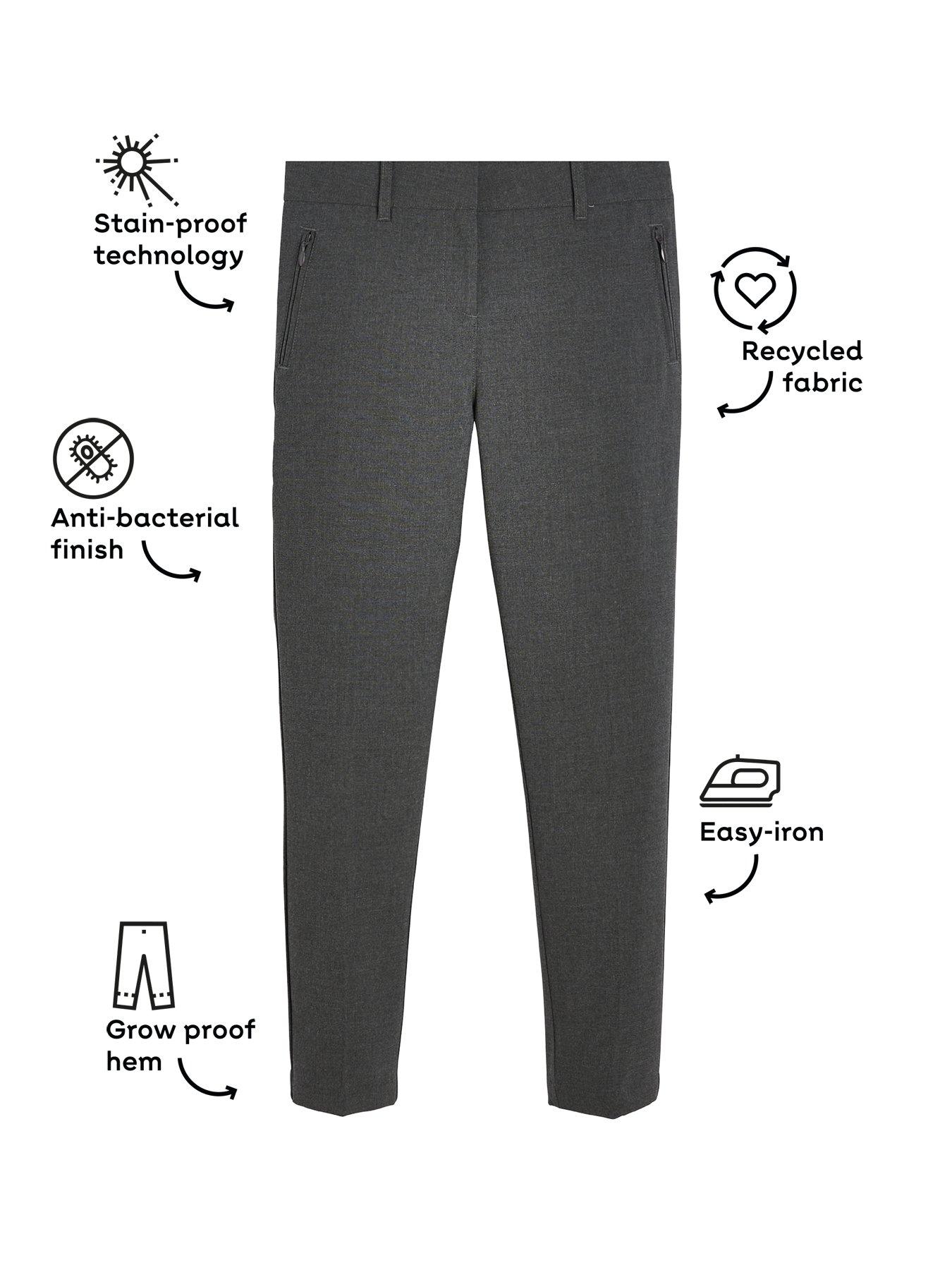 Girls Slim Fit Grey School Trousers