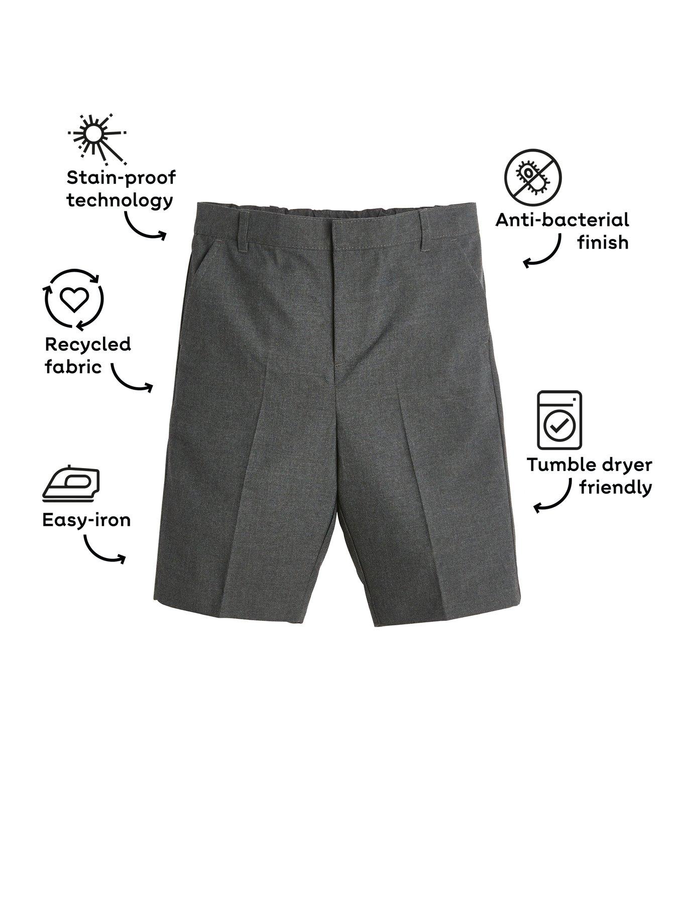 Image 4 of 6 of The Very Collection Boys 2 Pack Easy-Iron Machine Washable School Shorts - Grey