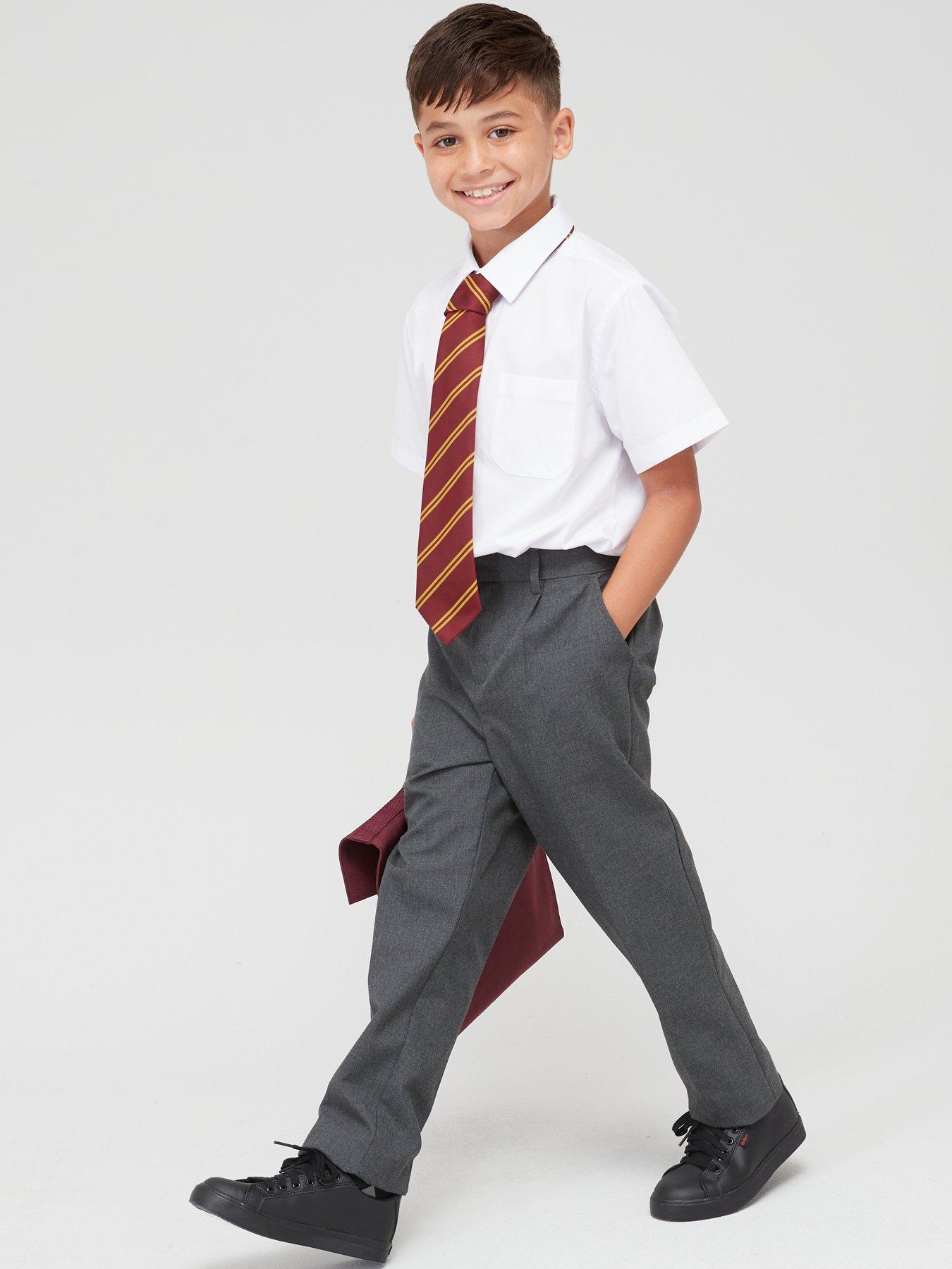 Kids Boys Pants Plain School Uniform Pull Up Regular Fit Elasticated  Trouser