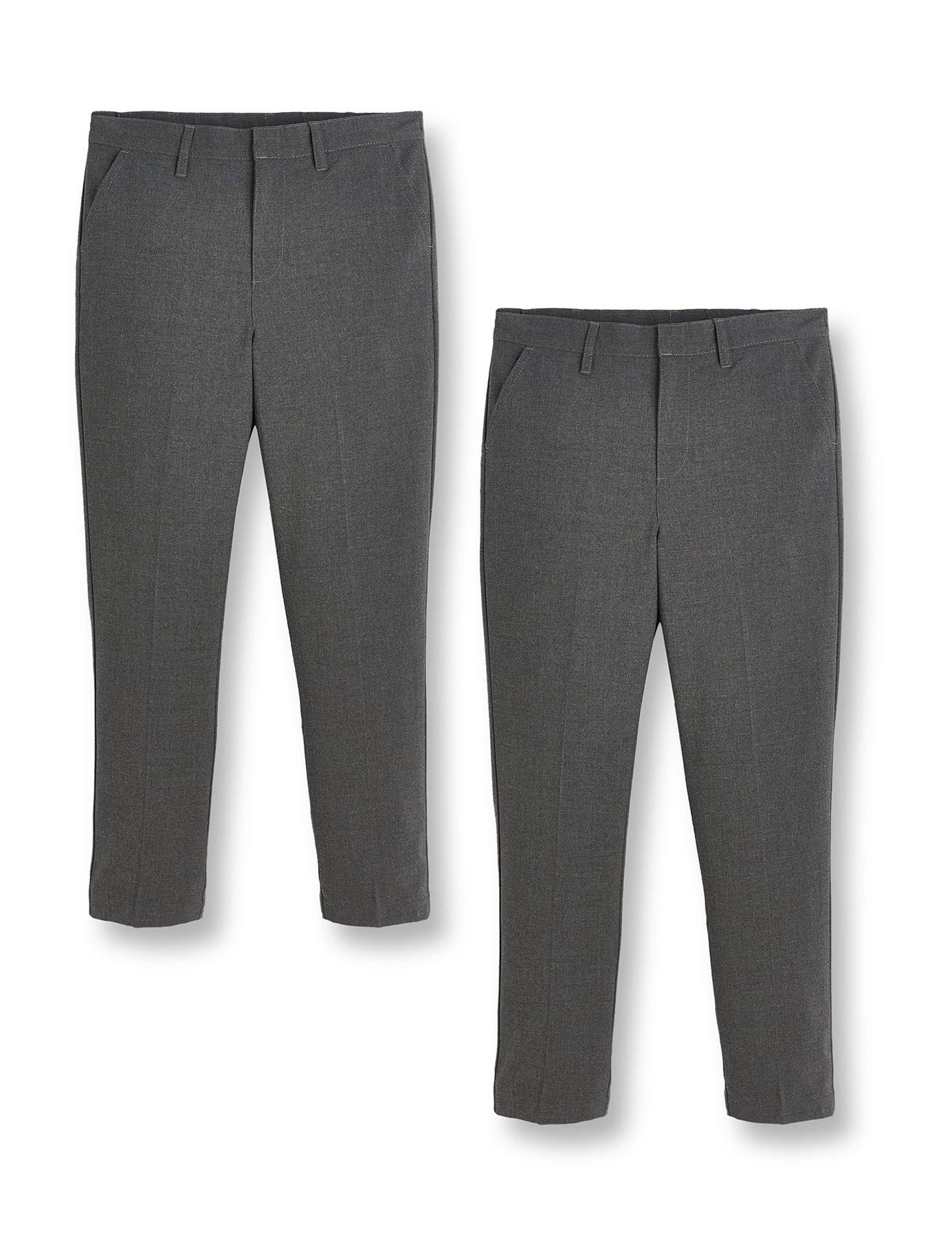 Everyday Boys 2 Pack Skinny Fit School Trousers - Grey