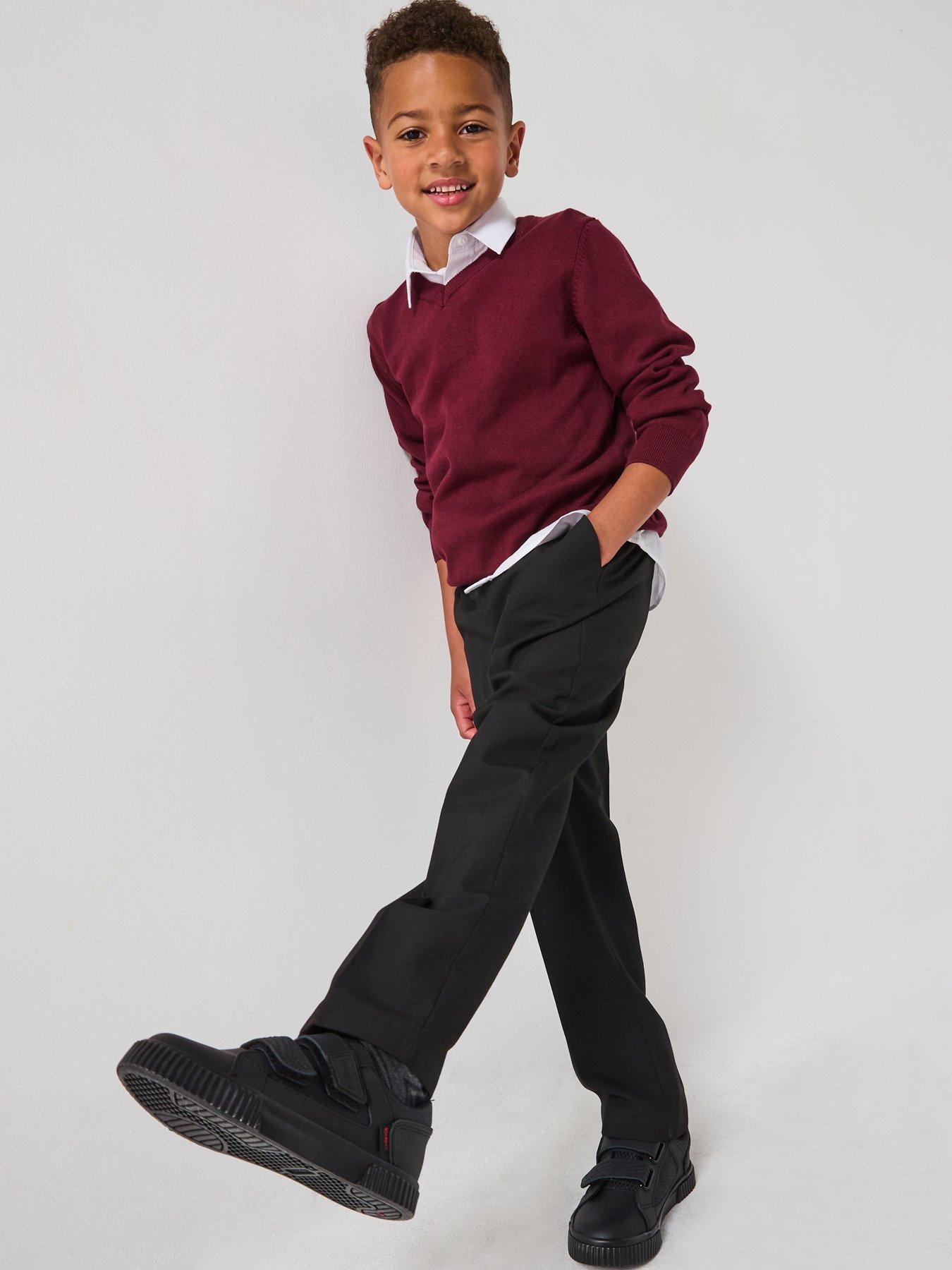 Image 1 of 6 of The Very Collection Boys 2 Pack Pull-On Elastic Waist School Trousers - Black