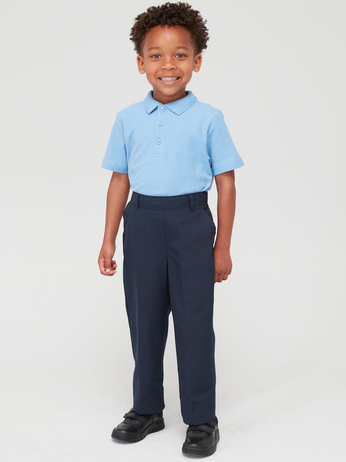 Boys 2 Pack Pull On School Trousers - Navy