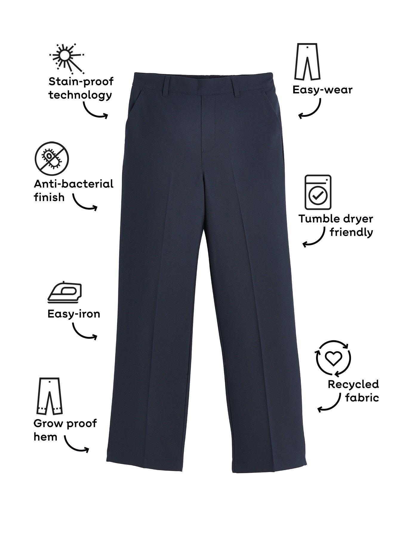 Image 4 of 6 of Everyday Boys 2 Pack&nbsp;Pull On School Trousers - Navy