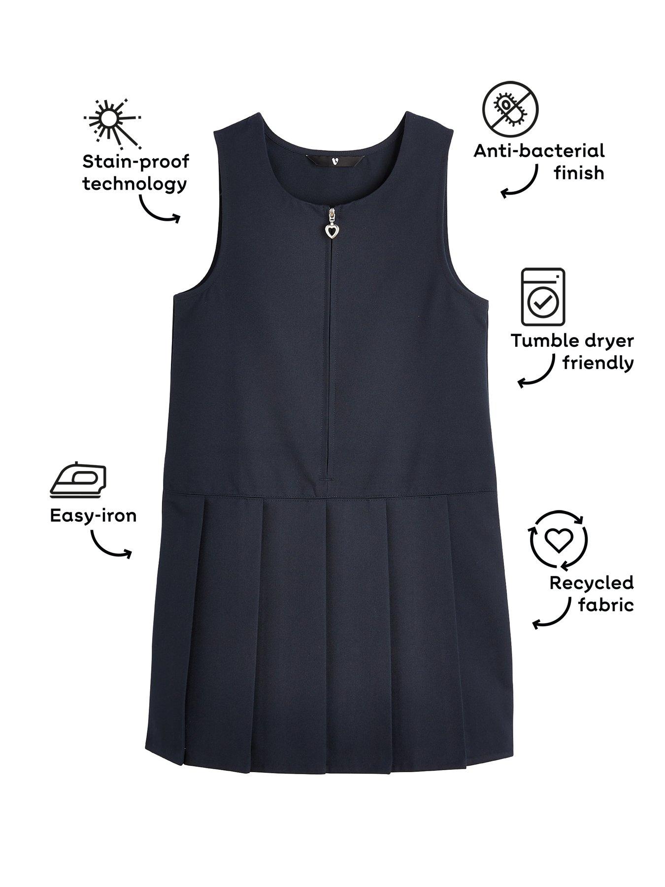 Image 4 of 6 of The Very Collection Girls 2 Pack Pleat Pinafore Water-Repellent School&nbsp;Dresses&nbsp;- Navy