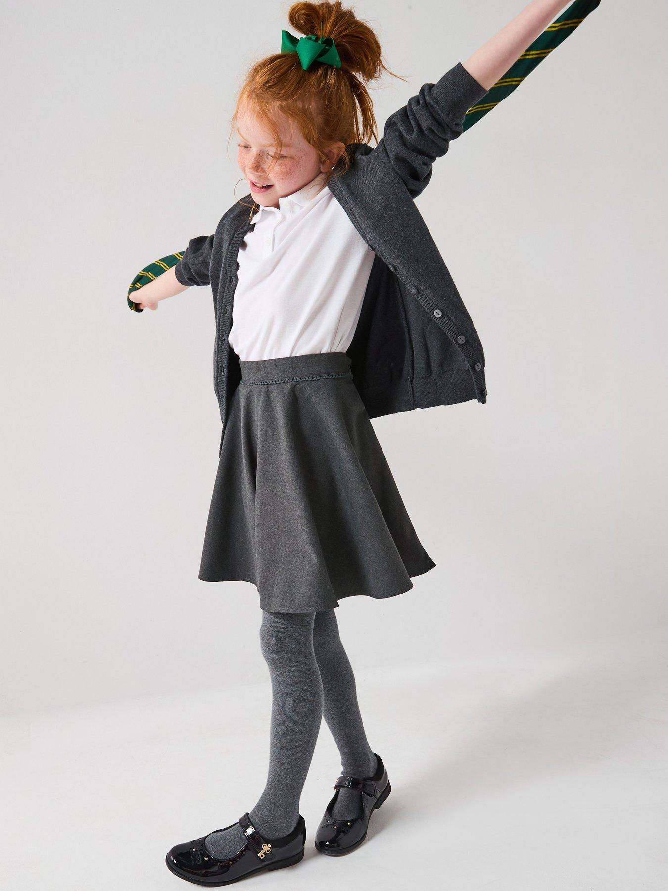 The Very Collection Girls 2 Pack Woven Skater School Skirts - Grey