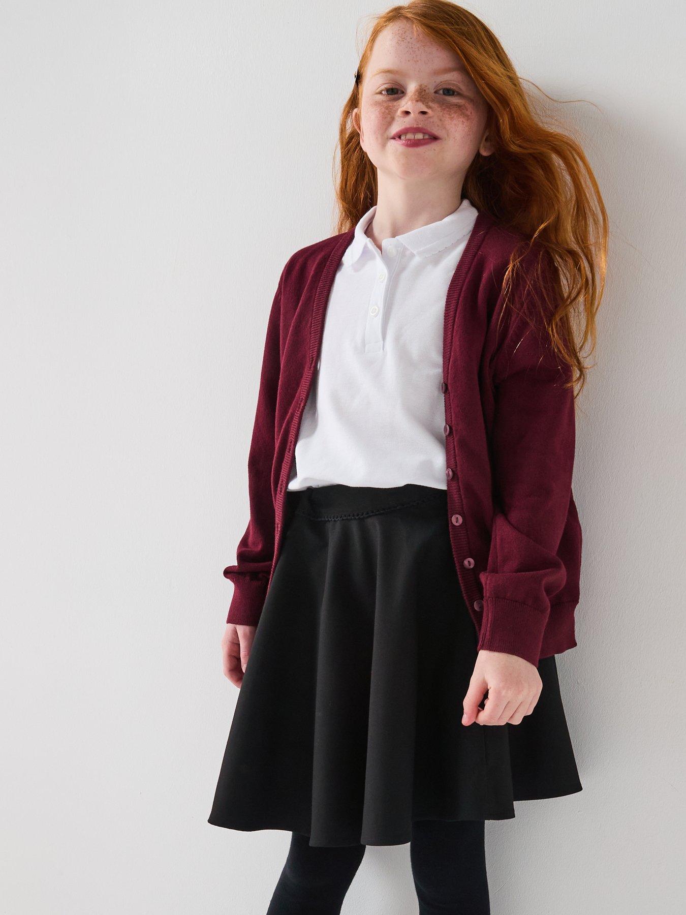 The Very Collection Girls 2 Pack Woven Skater School Skirts - Black