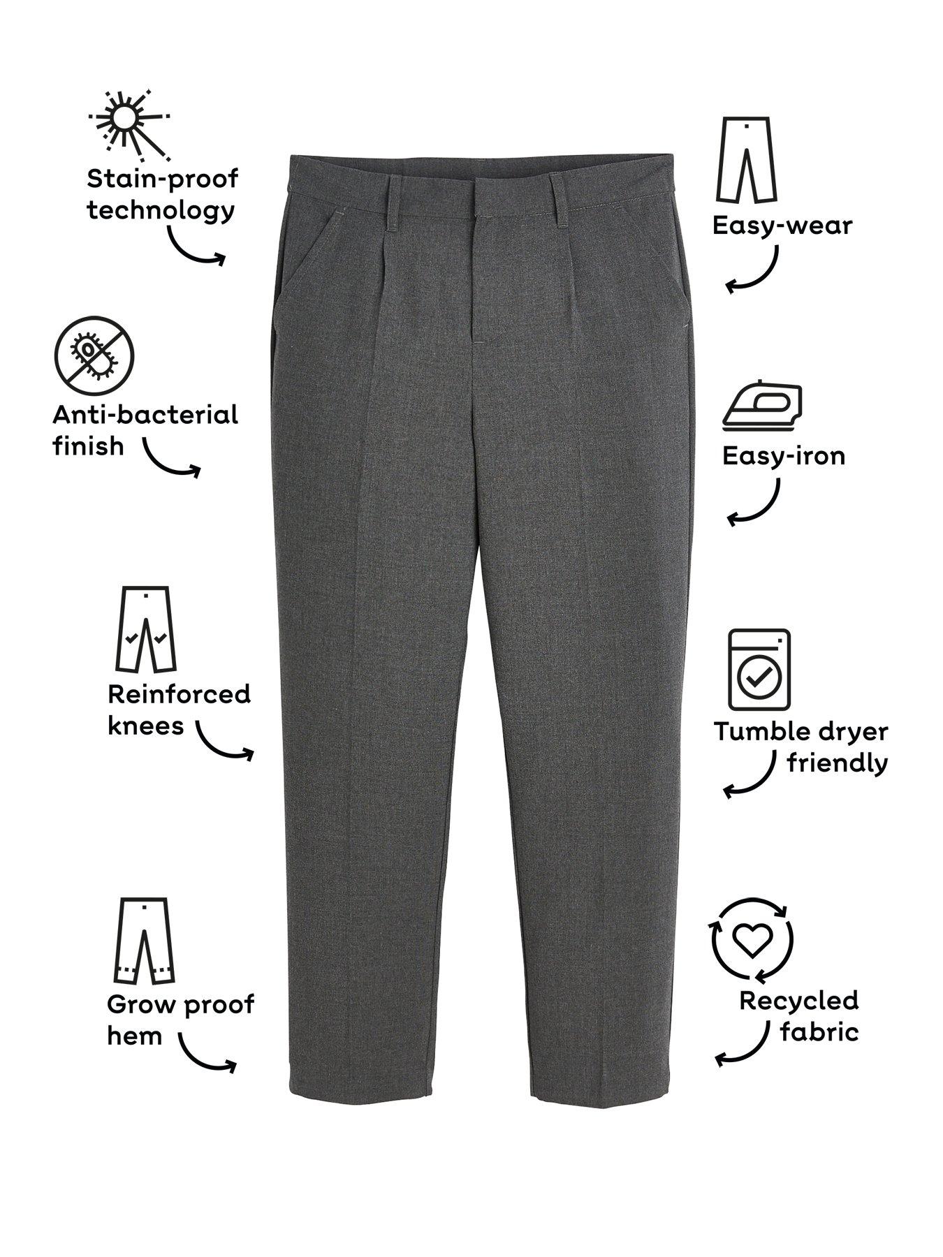 Image 4 of 7 of V by Very Boys 2 Pack Plus Size Regular Leg School Trousers - Grey