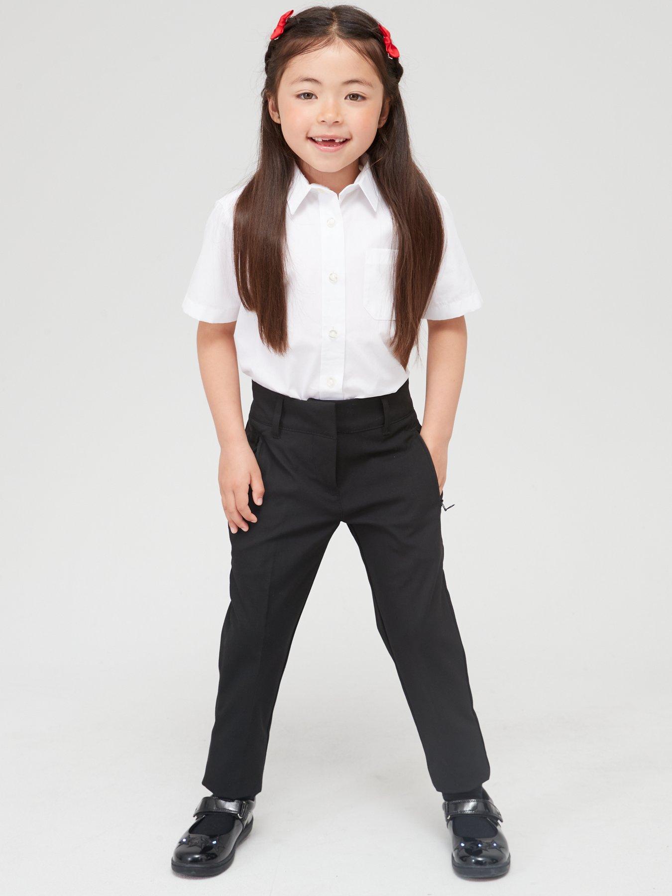 Everyday Girls 2 Pack Jersey School Trousers - Black