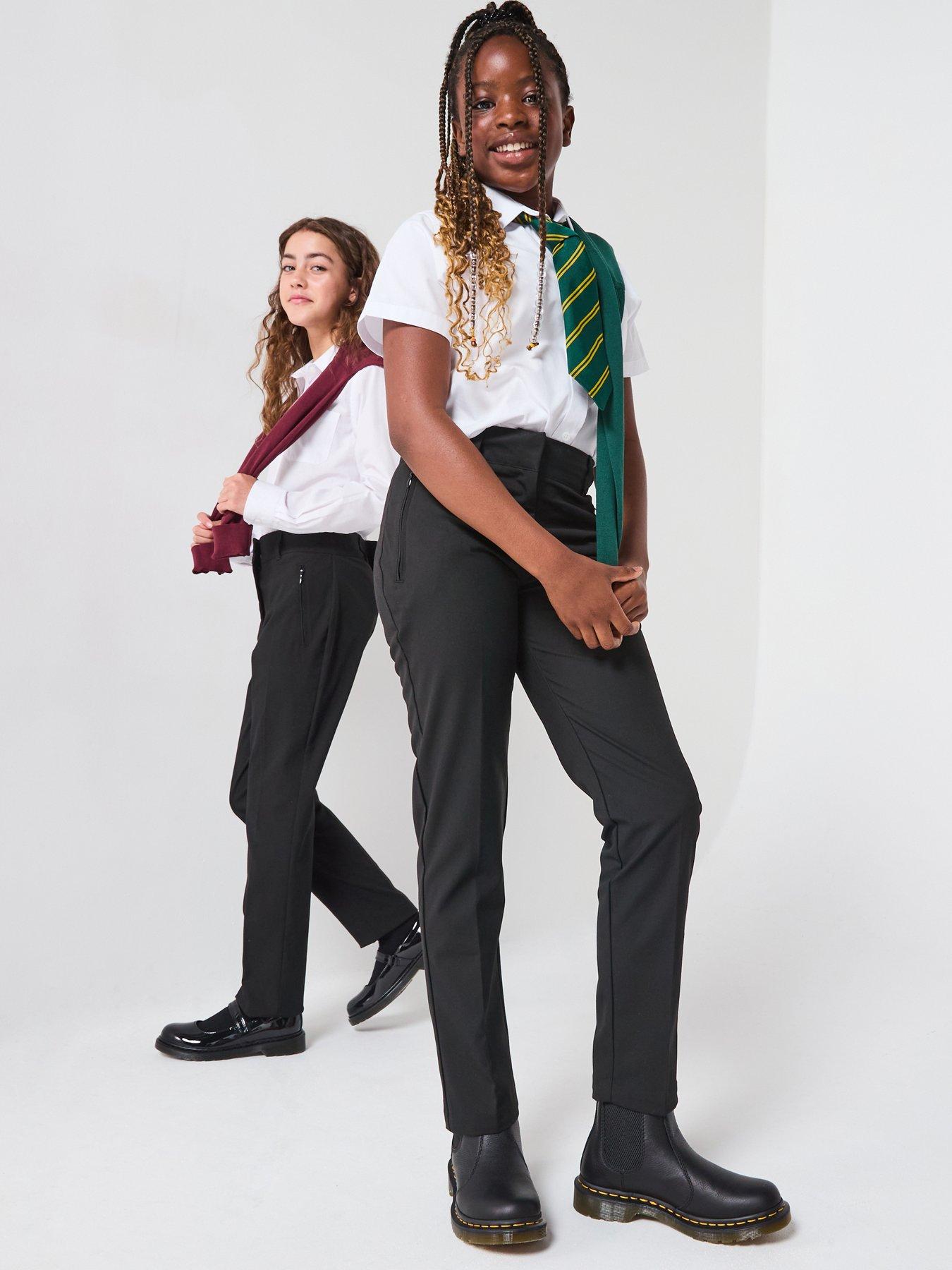 Image 1 of 6 of The Very Collection Girls 2 Pack Easy-Iron Stretch Skinny Fit School Trousers - Black