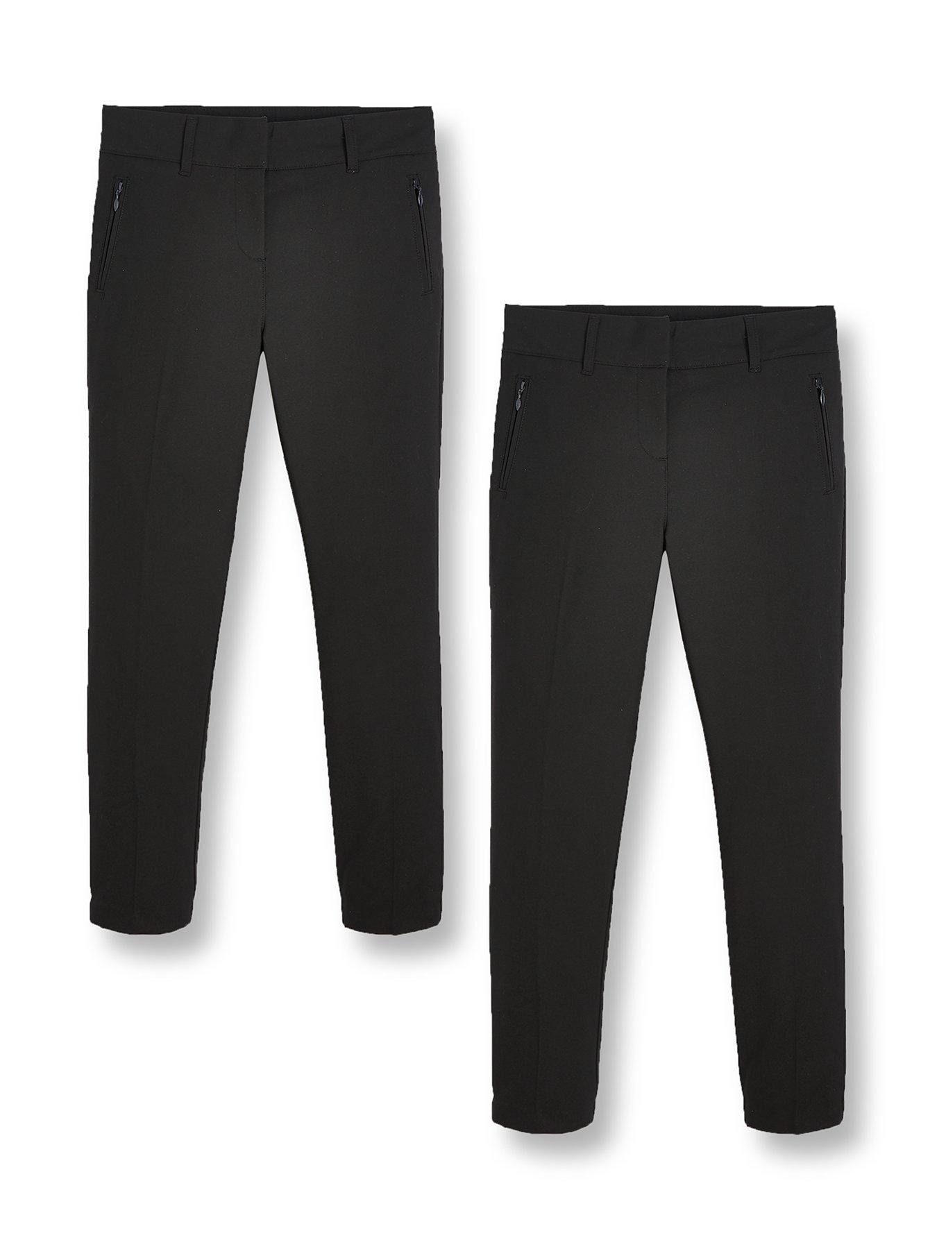 Image 2 of 6 of The Very Collection Girls 2 Pack Easy-Iron Stretch Skinny Fit School Trousers - Black