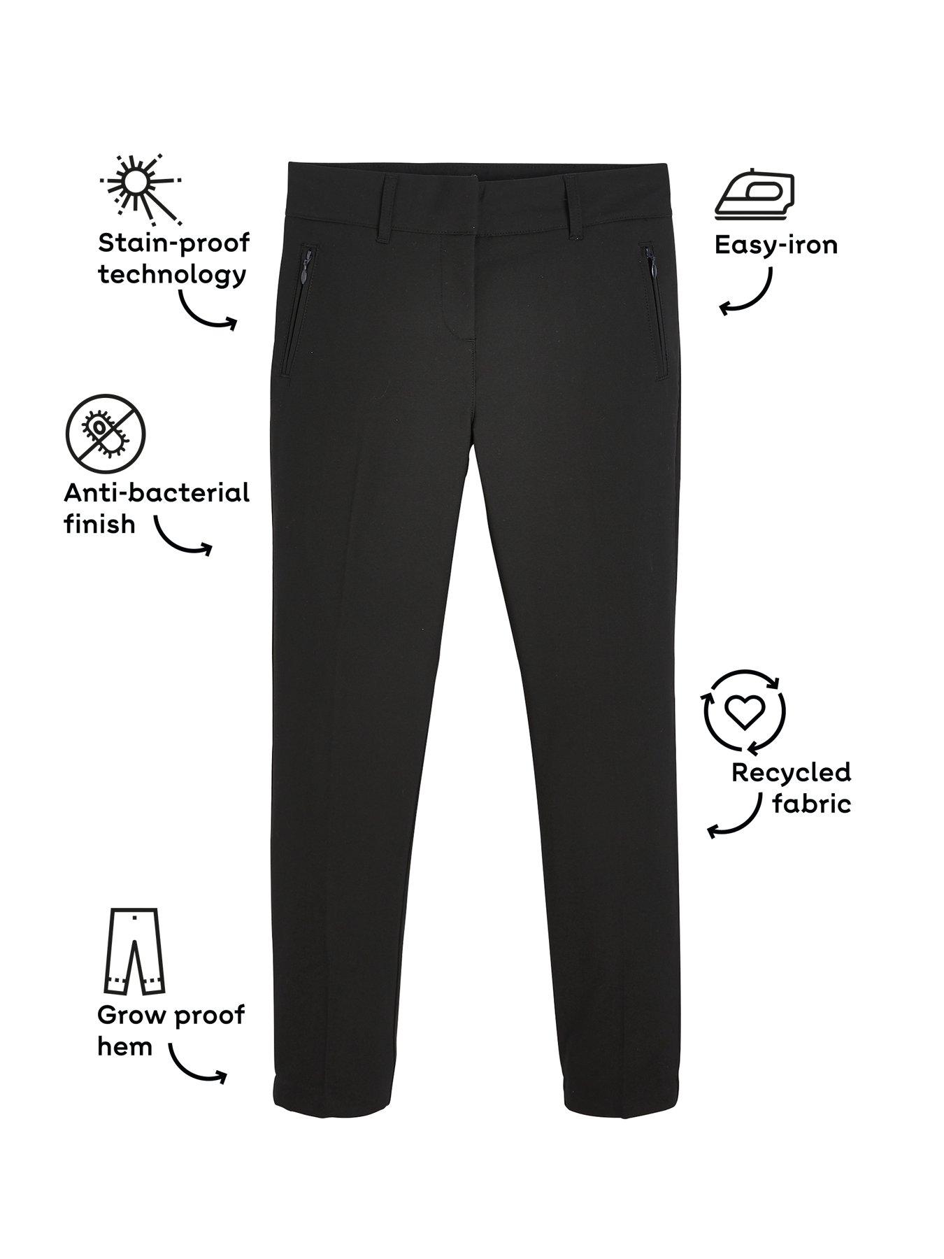 Image 4 of 6 of The Very Collection Girls 2 Pack Easy-Iron Stretch Skinny Fit School Trousers - Black