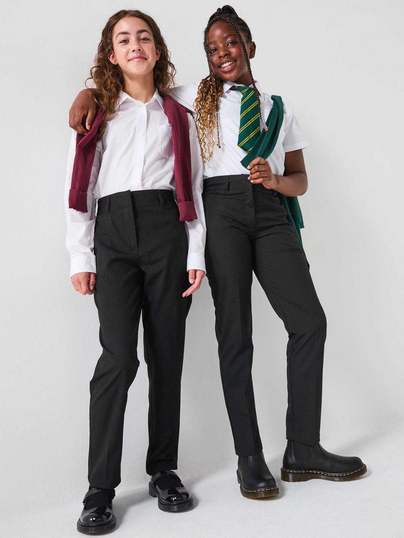Image 6 of 6 of The Very Collection Girls 2 Pack Easy-Iron Stretch Skinny Fit School Trousers - Black