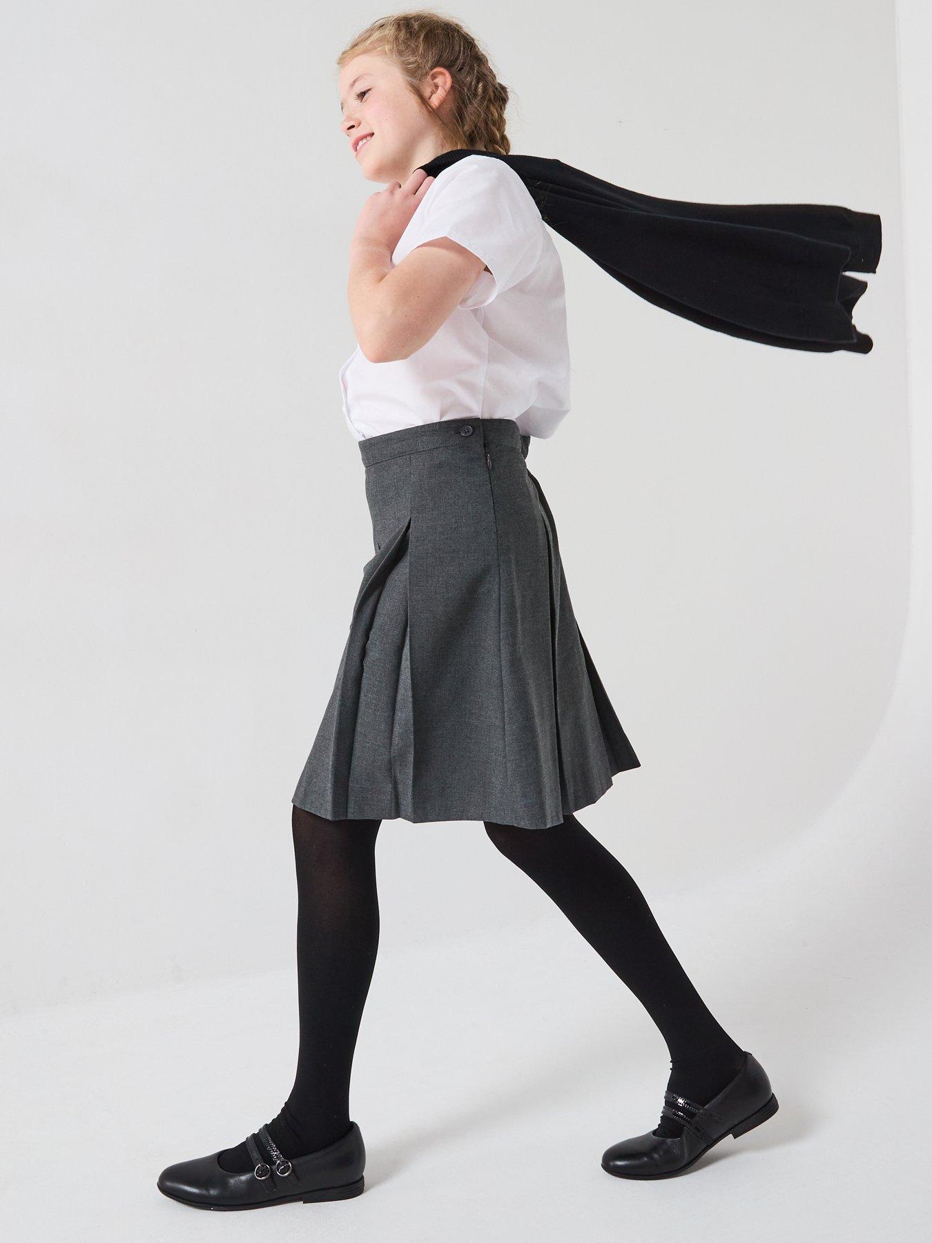 The Very Collection Girls 2 Pack Classic Pleated School Skirts - Grey