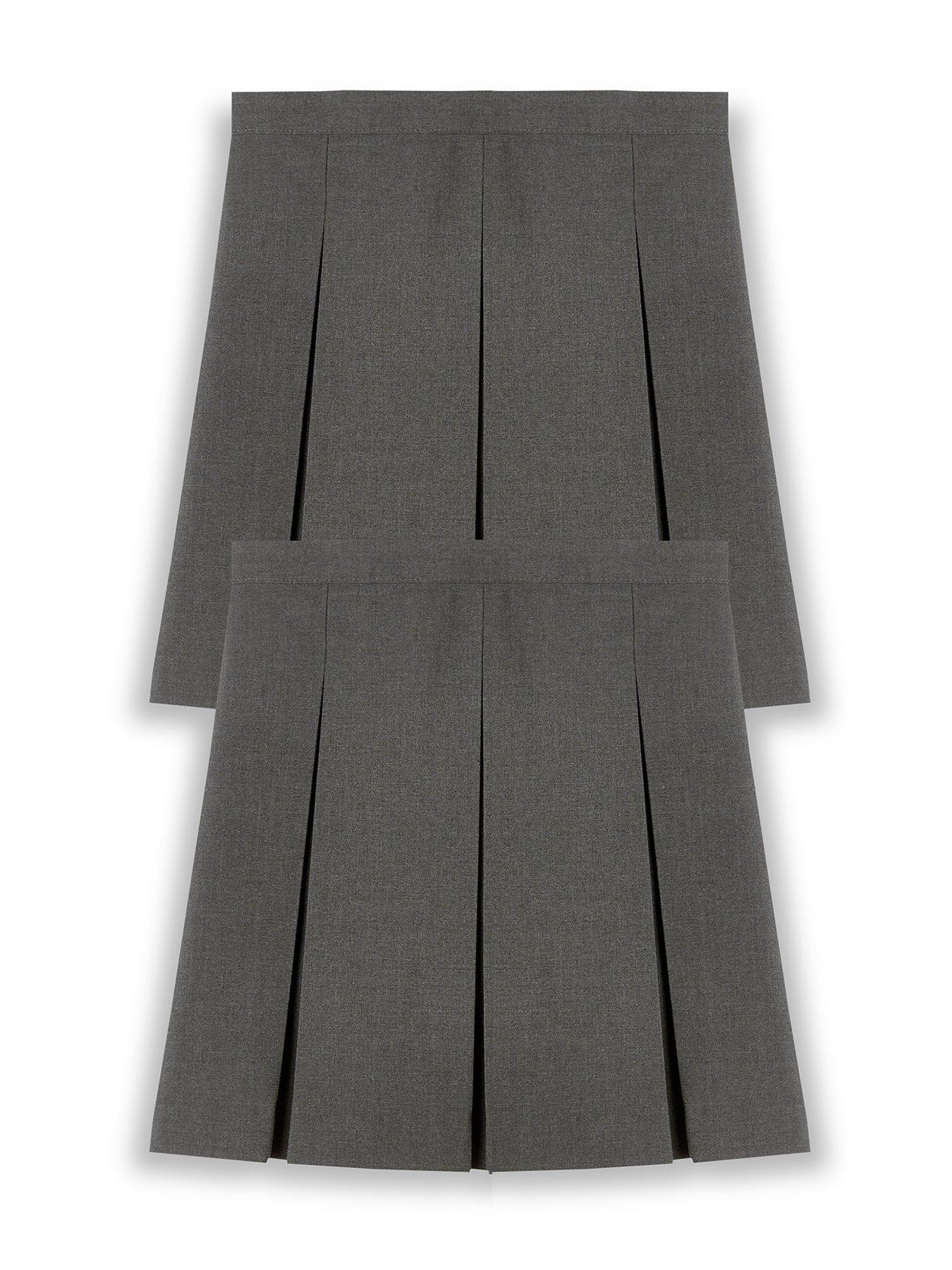 Image 2 of 7 of The Very Collection Girls 2 Pack Classic Pleated School Skirts - Grey