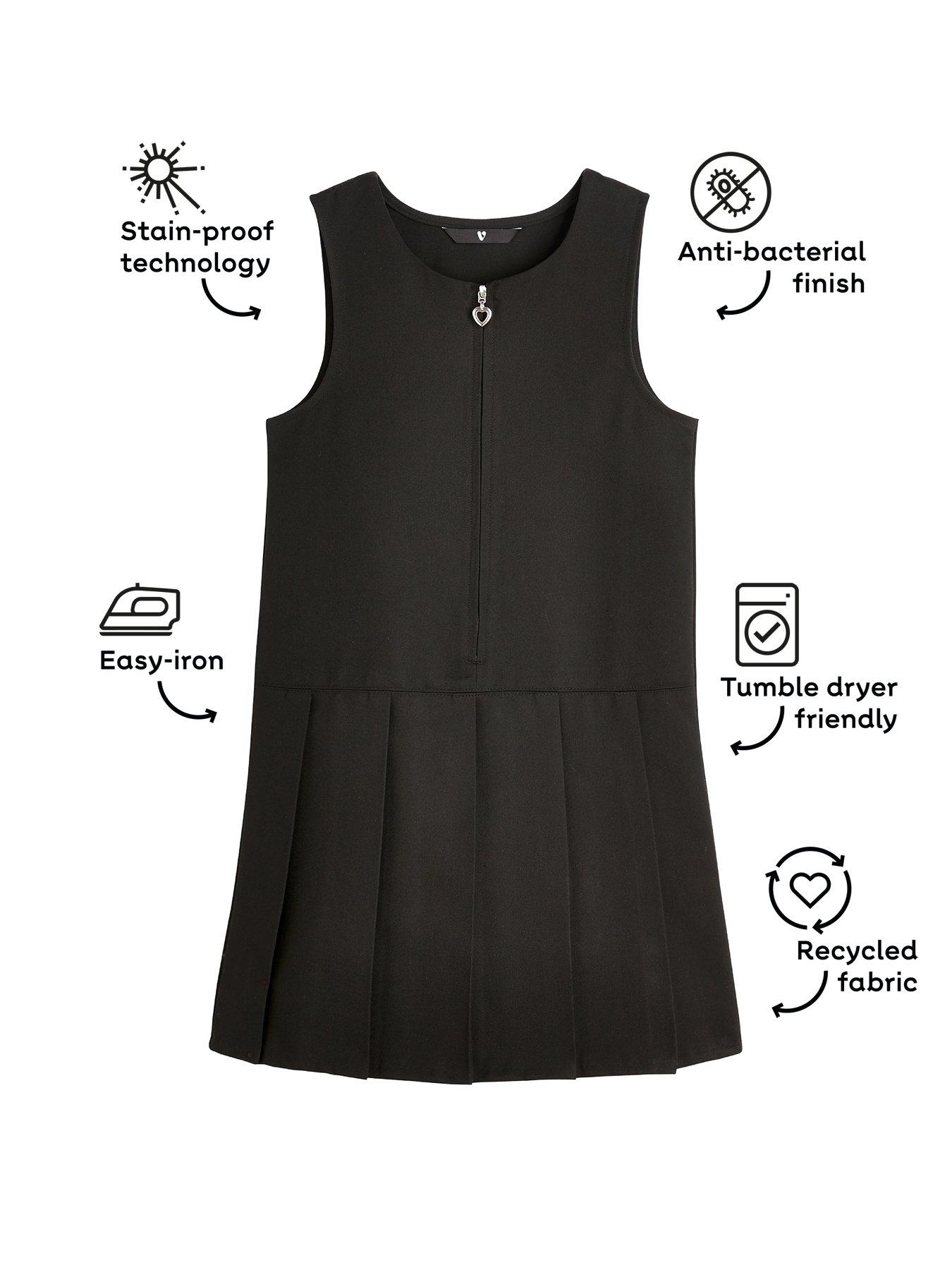 Image 4 of 6 of The Very Collection Girls 2 Pack Water-Repellent Zip Front Pinafore Dress - Black