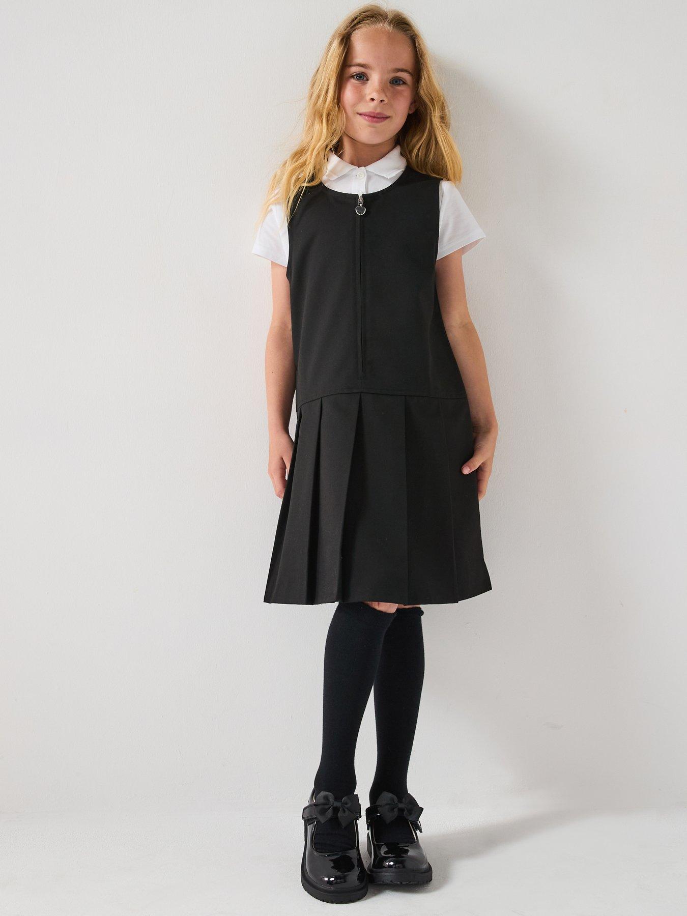 Image 6 of 6 of The Very Collection Girls 2 Pack Water-Repellent Zip Front Pinafore Dress - Black