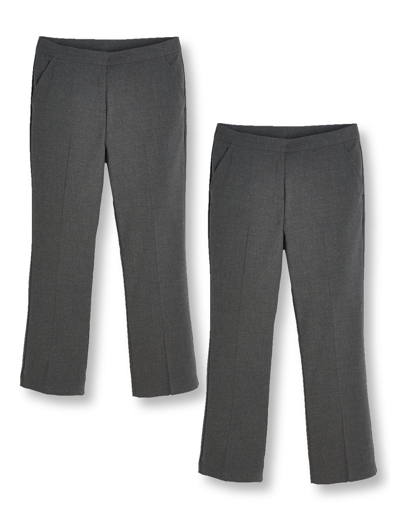 undefined Girls 2 Pack Woven School Trouser Plus Size - Grey
