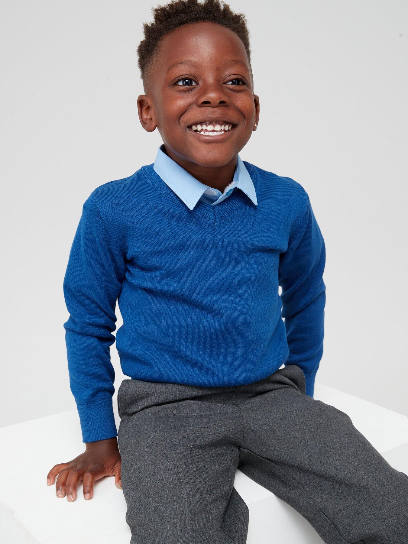 undefined Unisex 2 Pack V-Neck School Jumper - Royal Blue