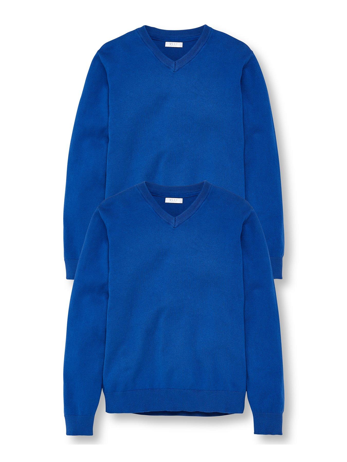 Image 1 of 4 of The Very Collection Unisex 2 Pack V-Neck School Jumper - Royal Blue