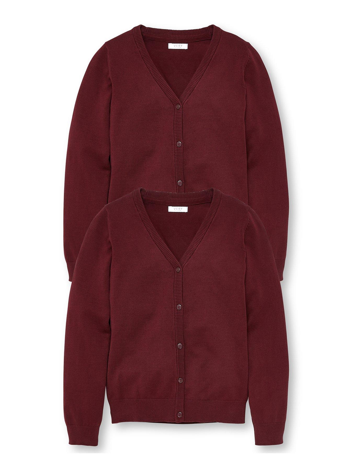 Image 2 of 5 of Everyday Girls 2 Pack School Cardigans - Burgundy