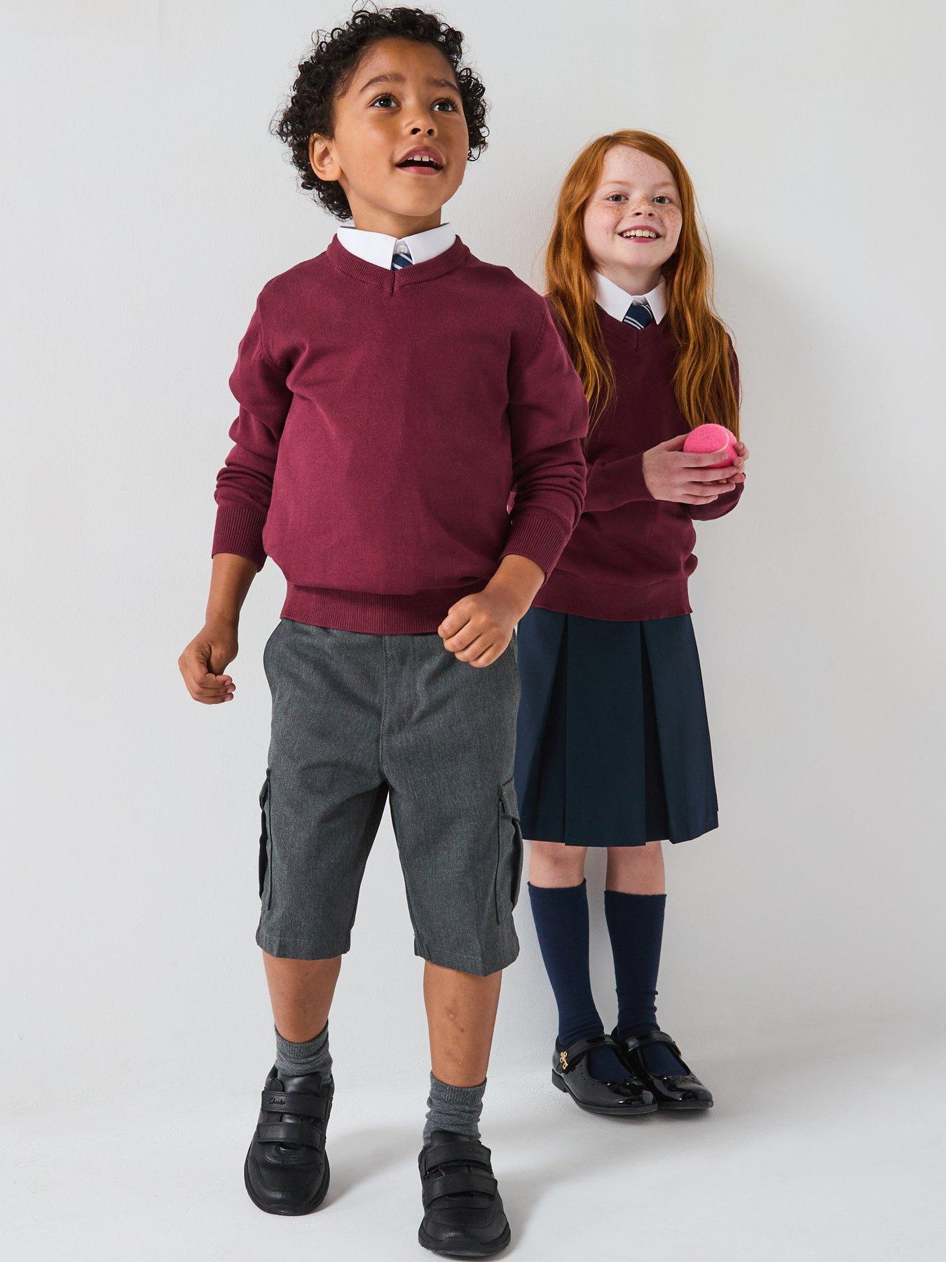 Image 1 of 5 of Everyday Unisex 2 Pack V-Neck School Jumper - Burgundy