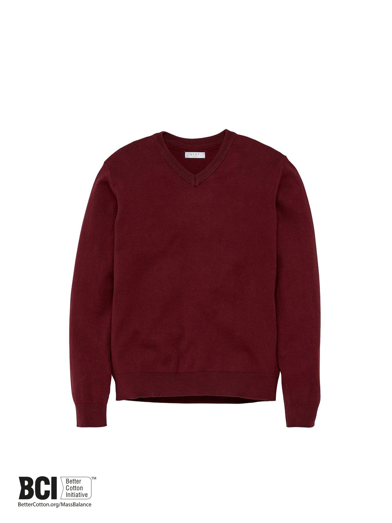 Image 4 of 5 of Everyday Unisex 2 Pack V-Neck School Jumper - Burgundy