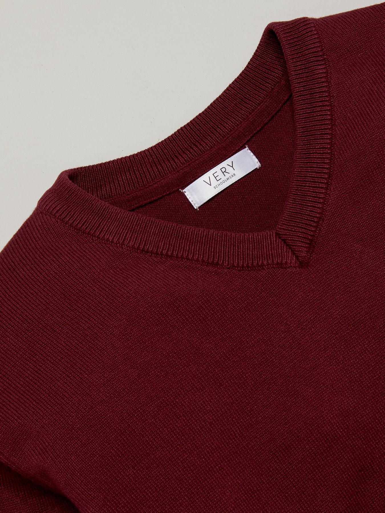 Image 5 of 5 of Everyday Unisex 2 Pack V-Neck School Jumper - Burgundy