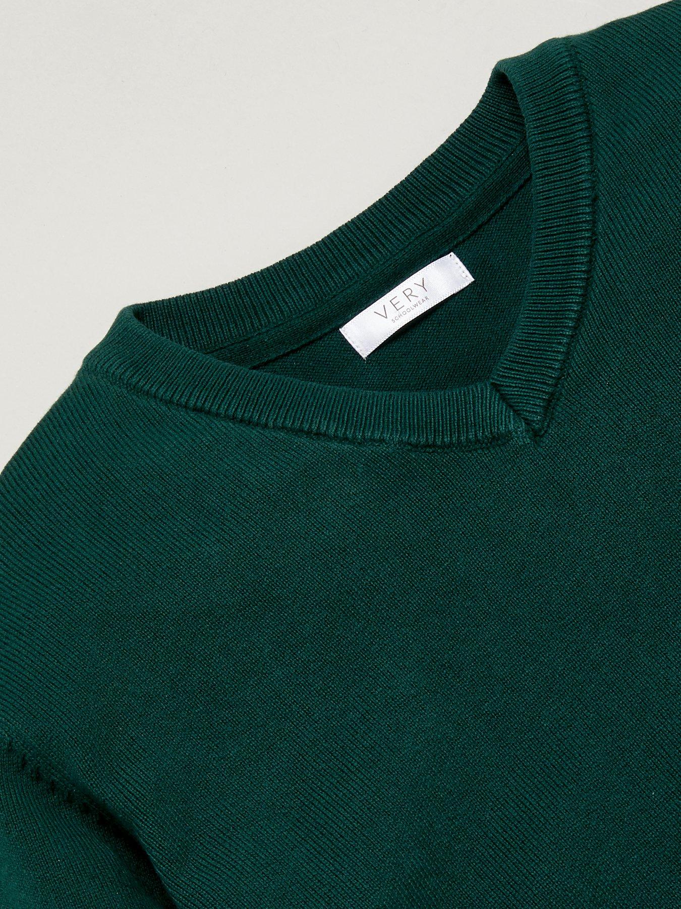 Image 5 of 5 of Everyday Unisex 2 Pack V-Neck School Jumpers - Green