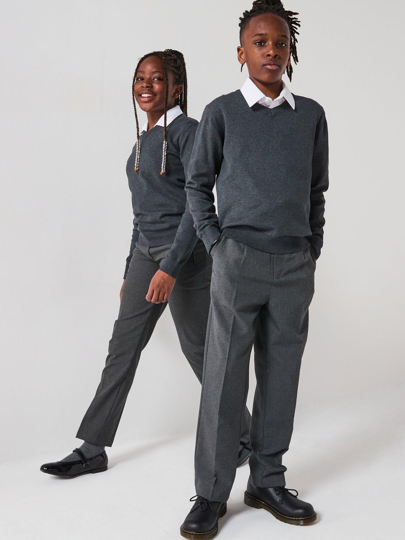 the-very-collection-unisex-2-pack-v-neck-school-jumper-charcoal