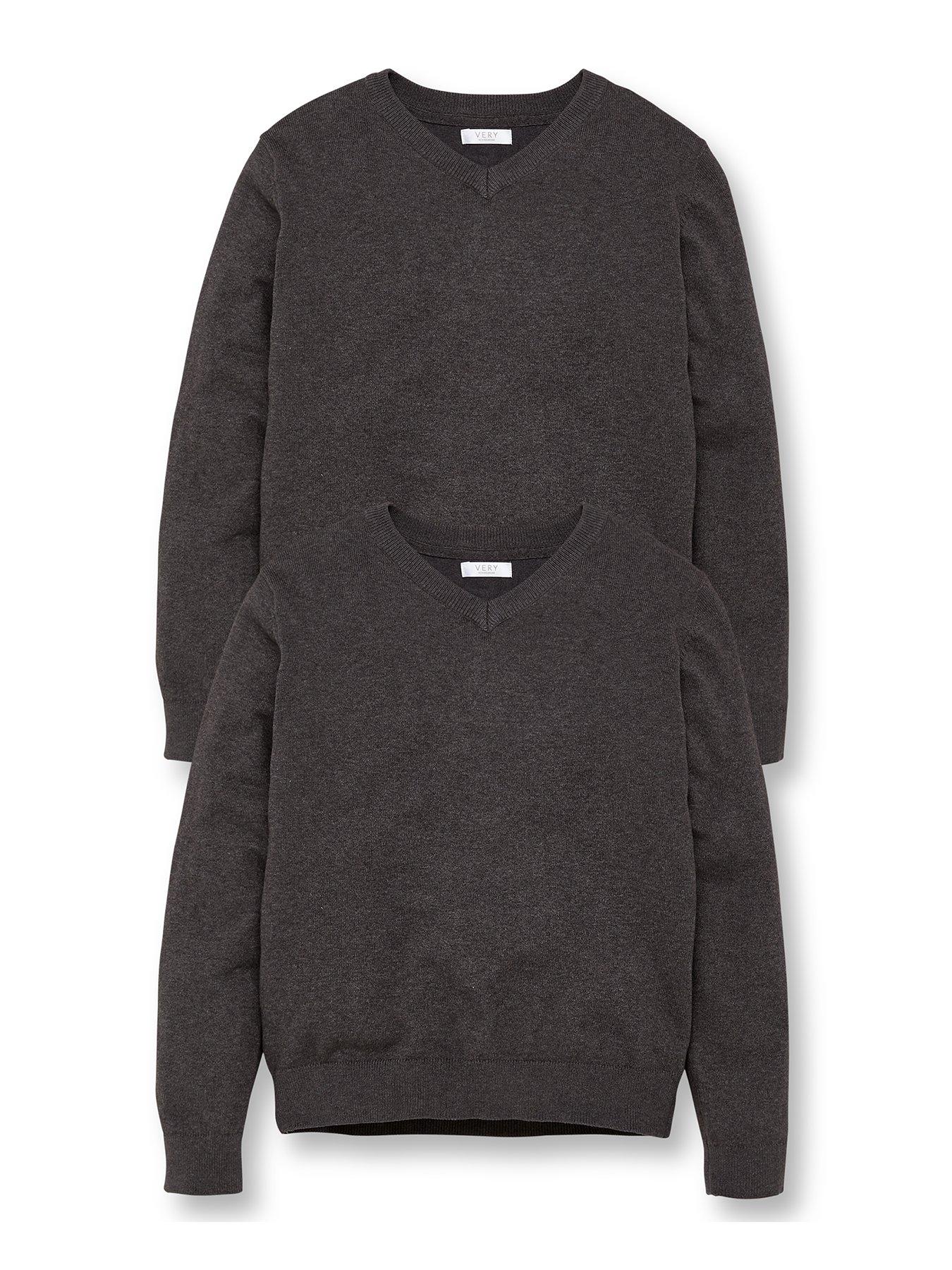 Image 2 of 5 of Everyday Unisex 2 Pack V-Neck School Jumper - Charcoal