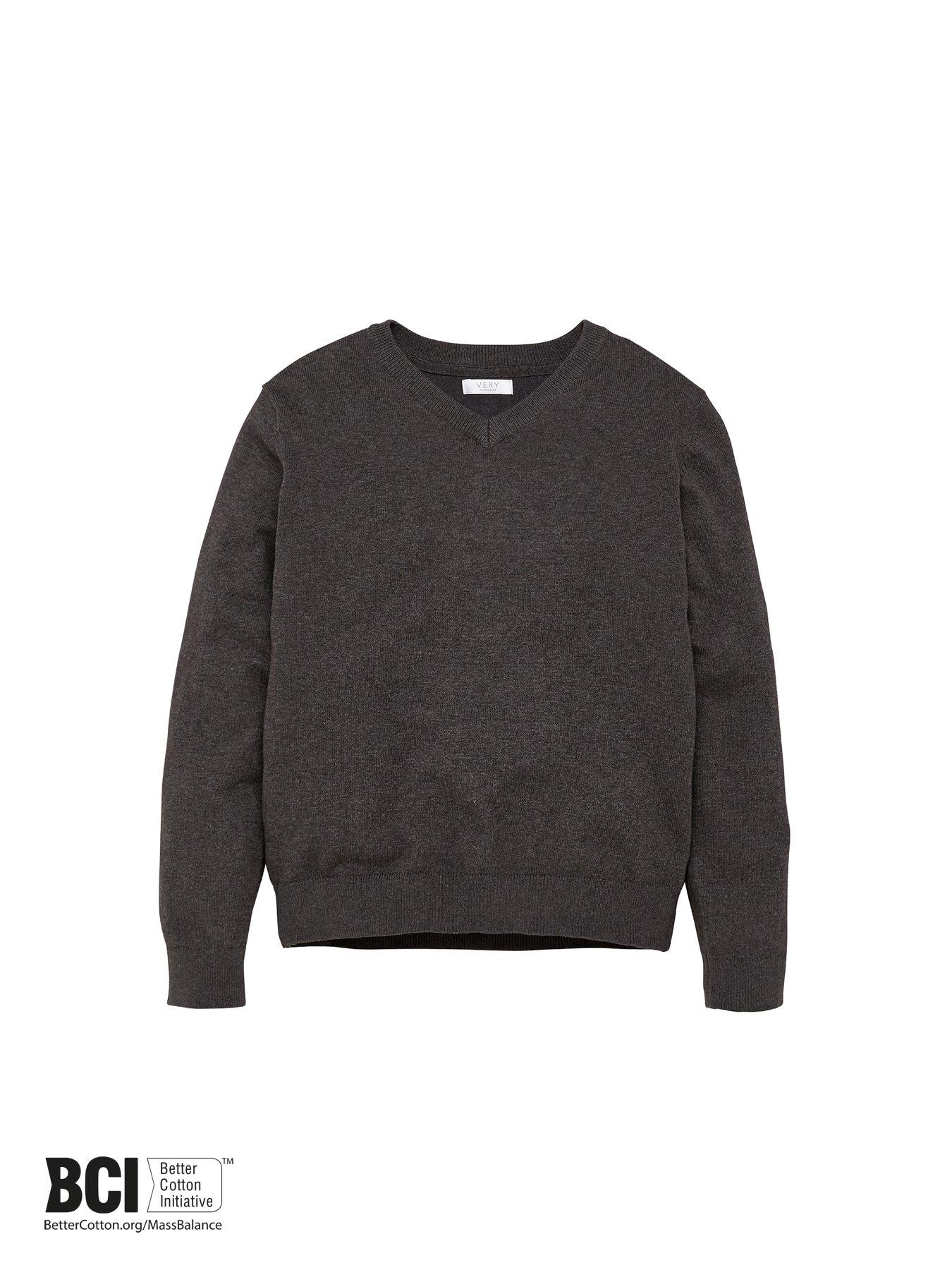 Image 4 of 5 of Everyday Unisex 2 Pack V-Neck School Jumper - Charcoal