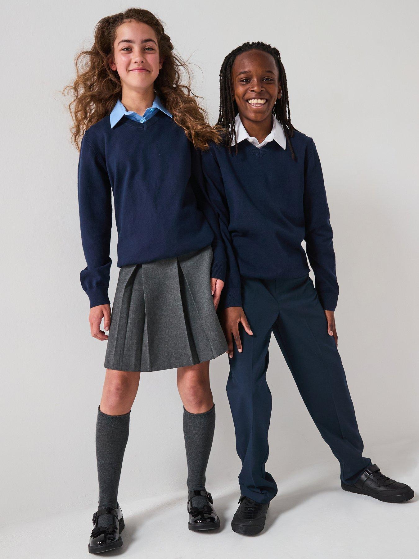 the-very-collection-unisex-2-pack-v-neck-school-jumper-navy