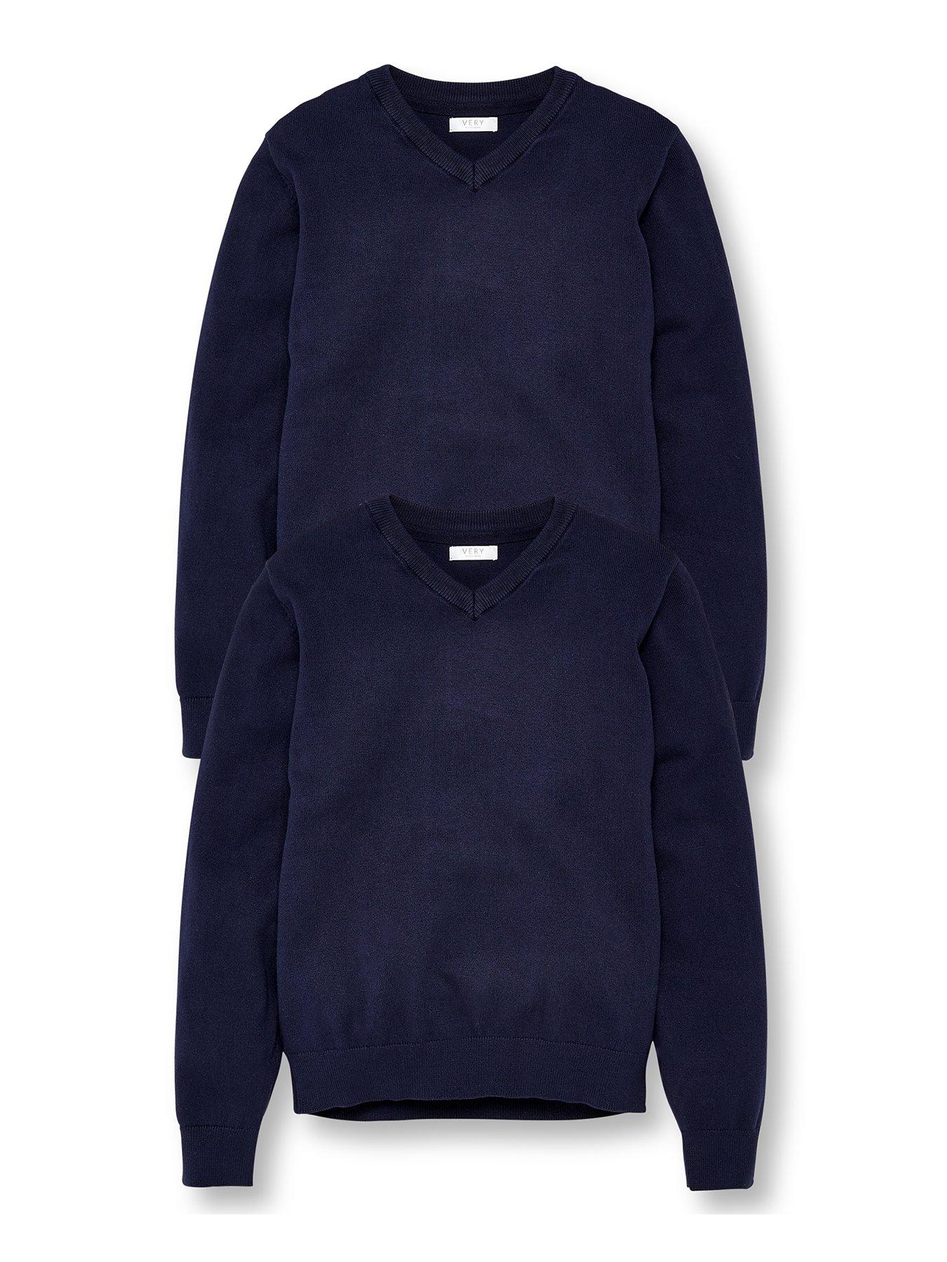 Image 2 of 6 of The Very Collection Unisex 2 Pack V-Neck School Jumper - Navy