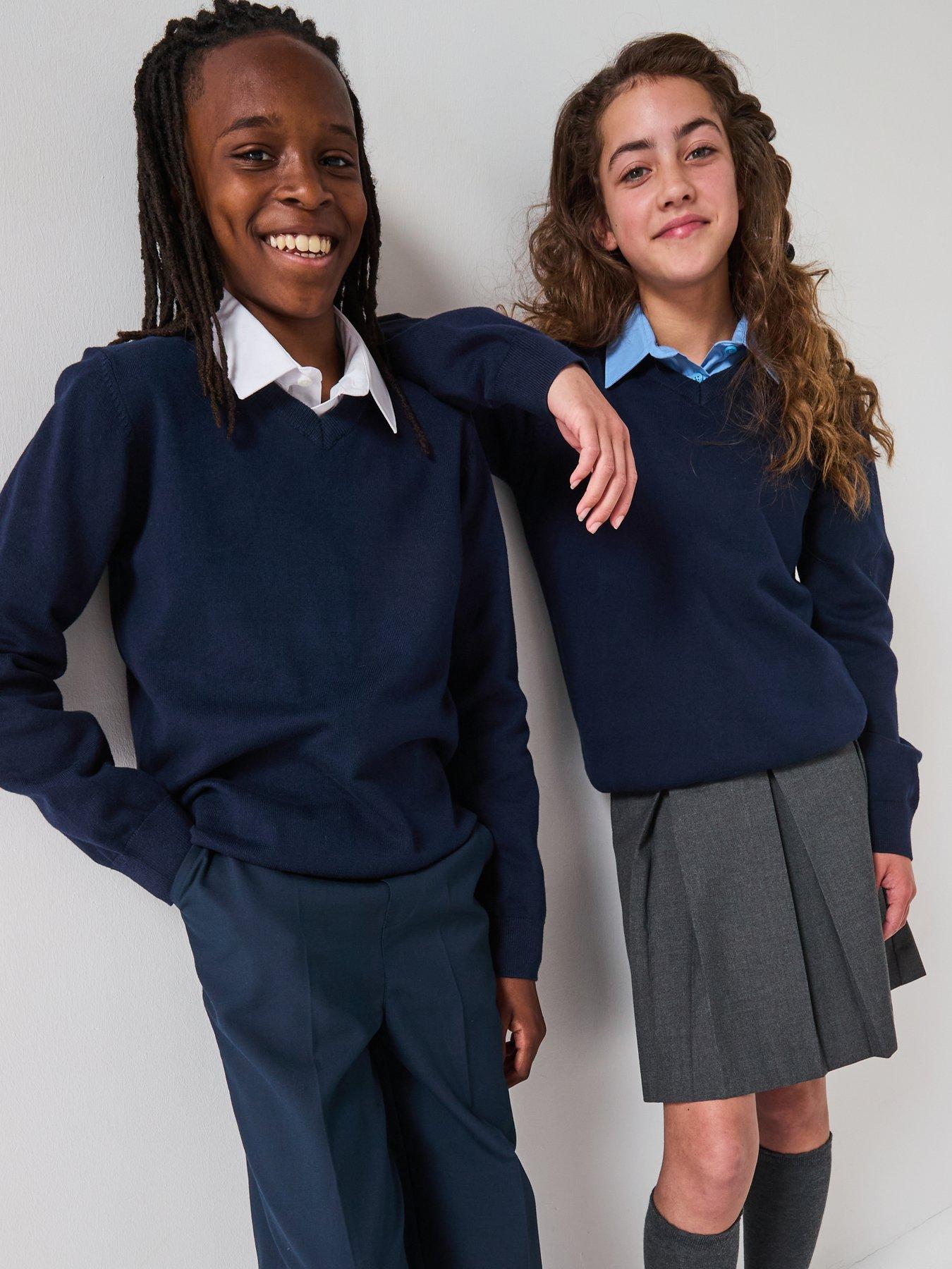 Image 6 of 6 of The Very Collection Unisex 2 Pack V-Neck School Jumper - Navy