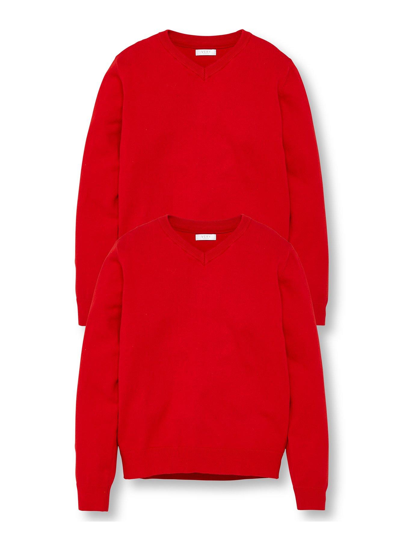 Image 2 of 5 of Everyday Unisex 2 Pack V-Neck School Jumper - Red