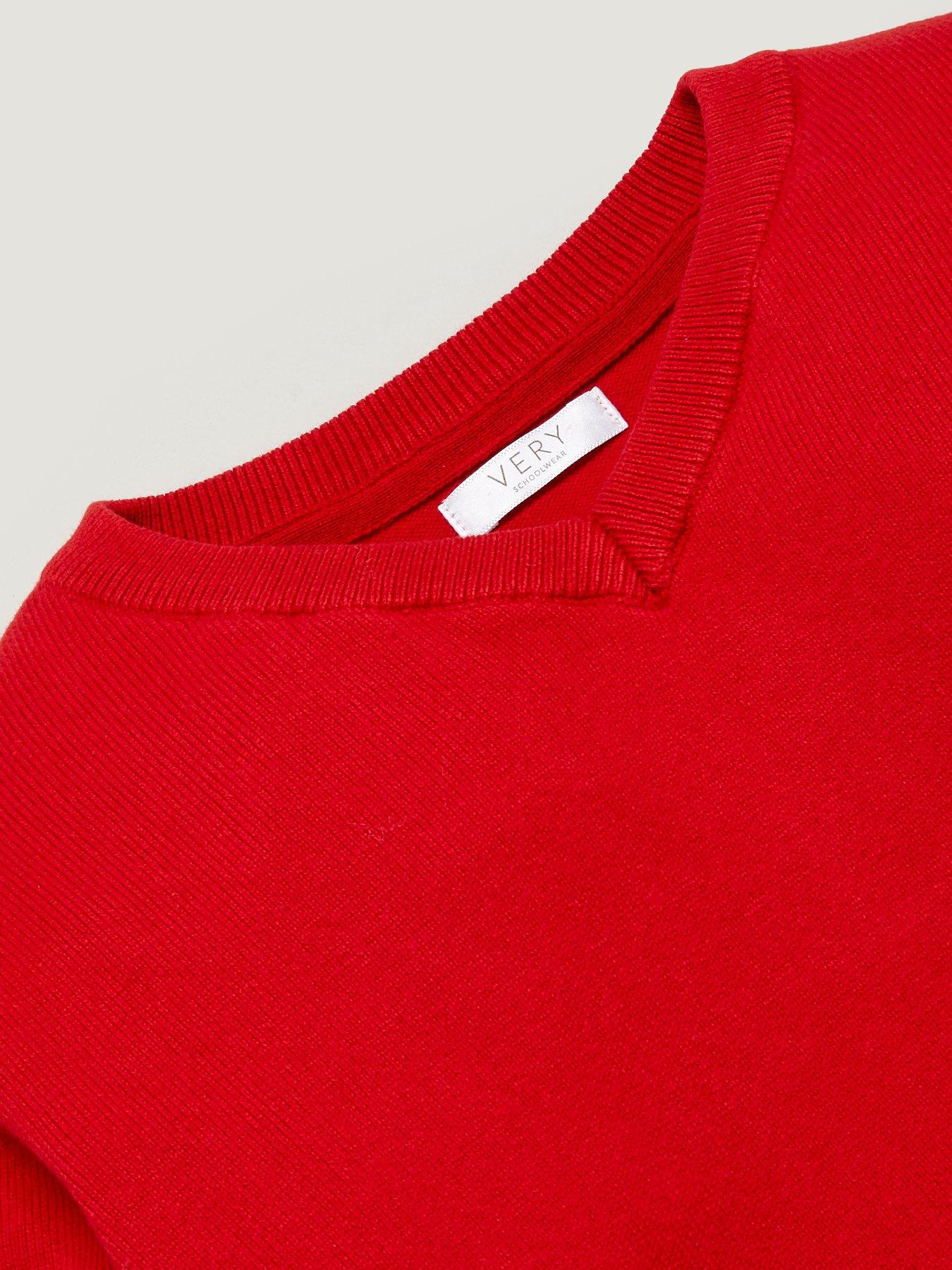 Image 5 of 5 of Everyday Unisex 2 Pack V-Neck School Jumper - Red