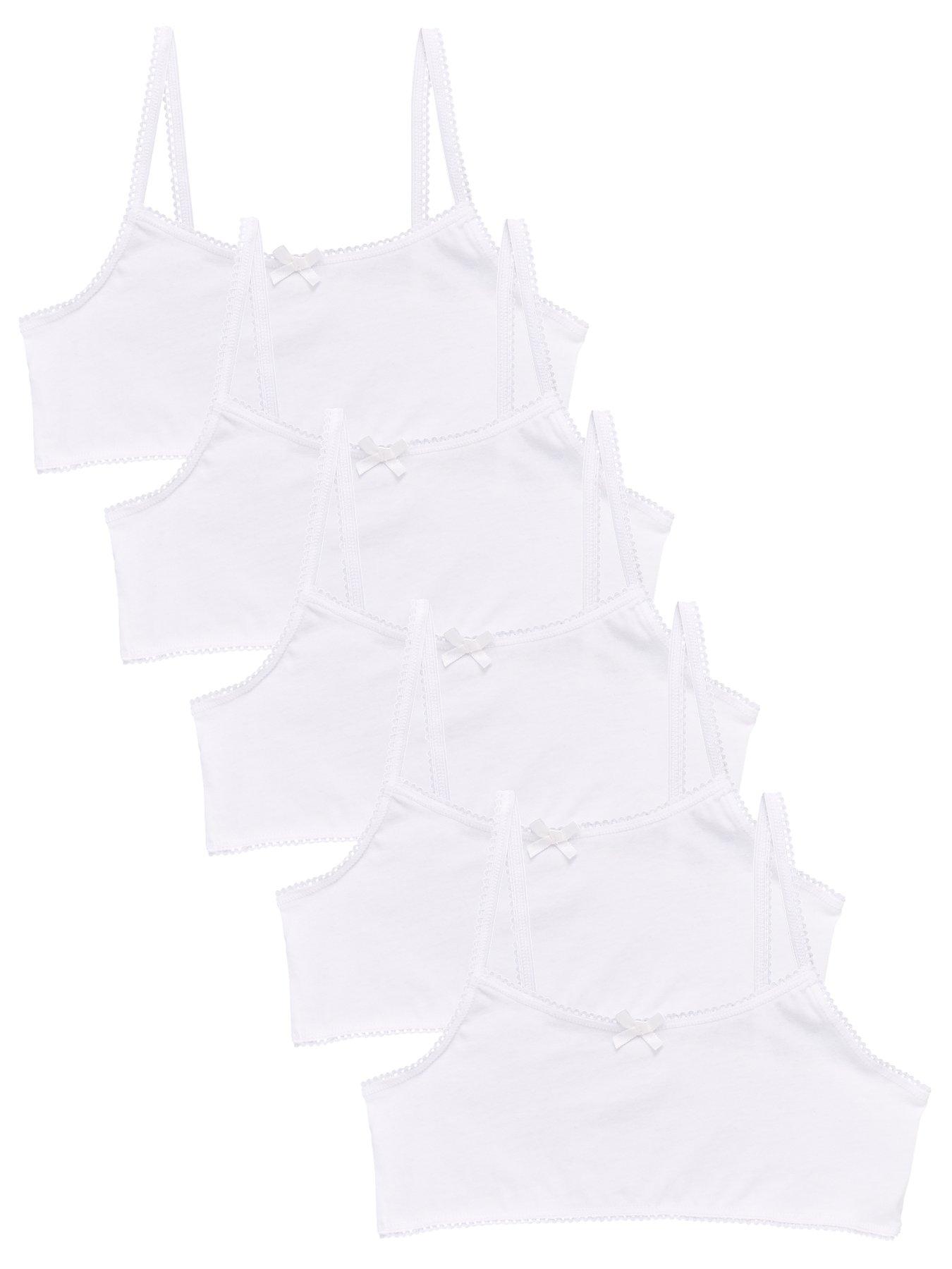 The Very Collection Girls 5 Pack Plain School Crop Tops - White