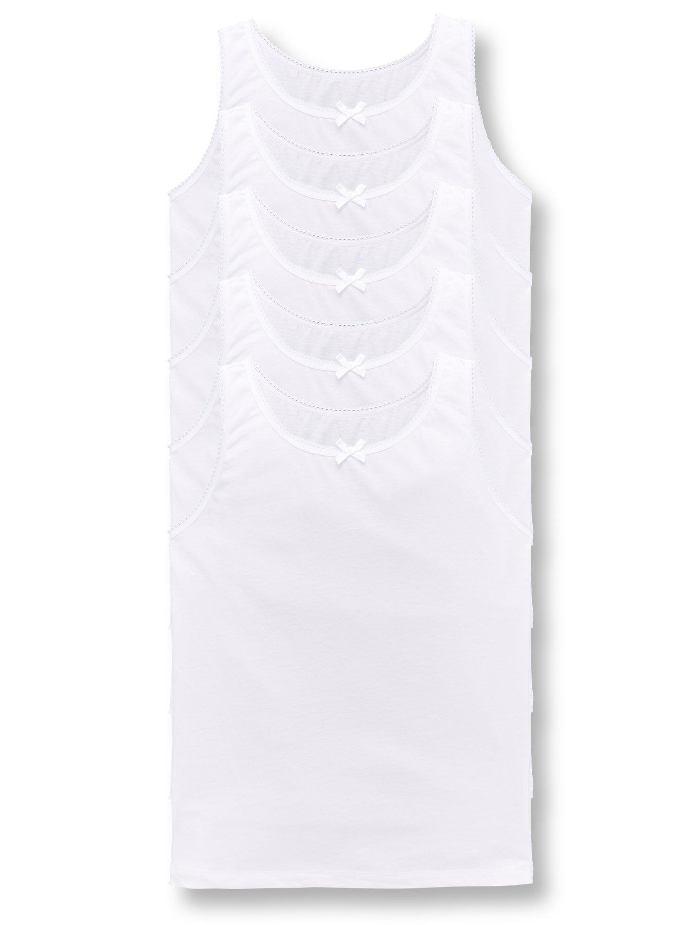 Image 1 of 4 of Everyday Girls 5 Pack&nbsp;Sleeveless School Vests - White