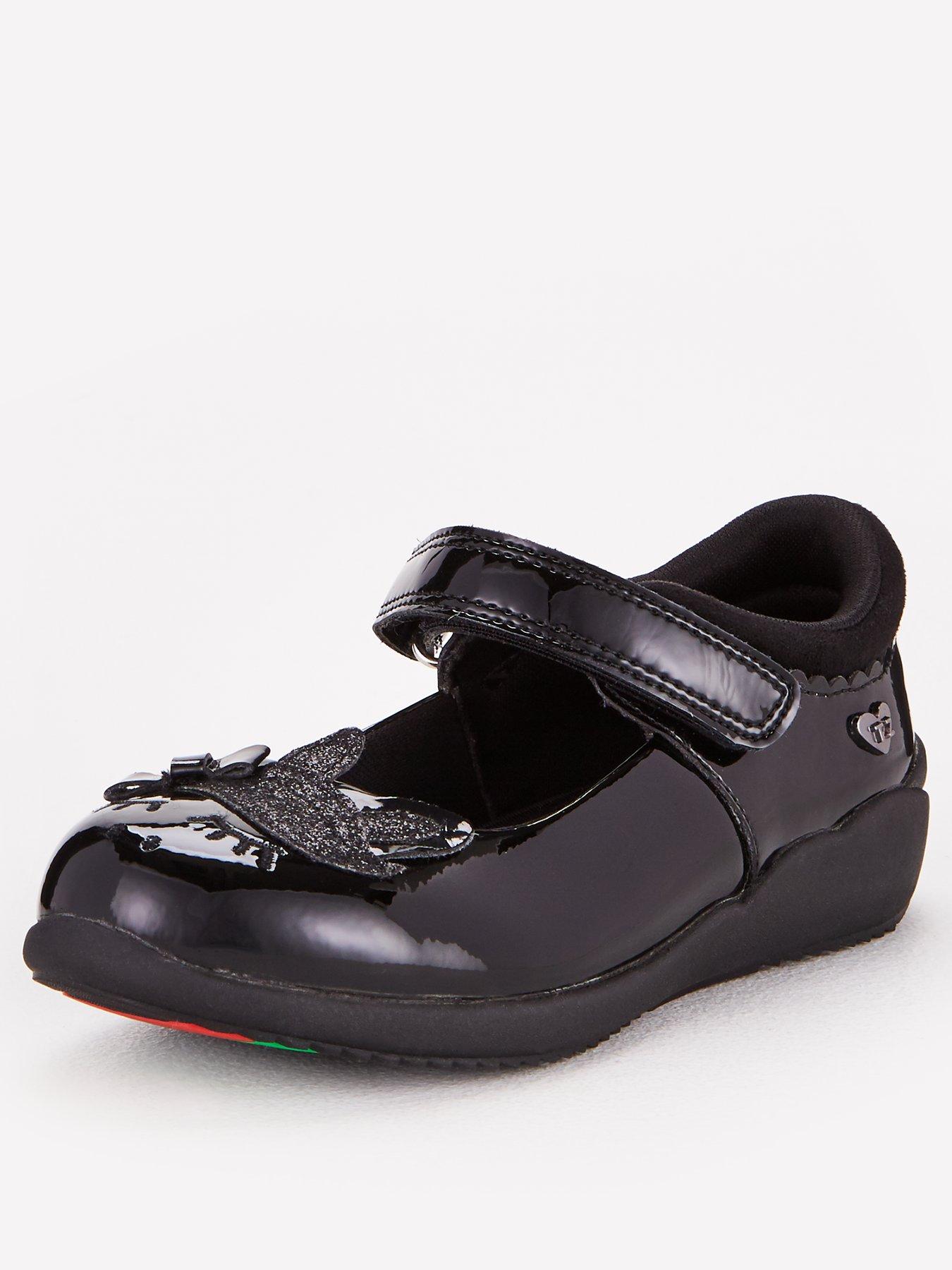 Image 1 of 6 of V by Very ToeZone Girls Unicorn Leather School Shoe - Black