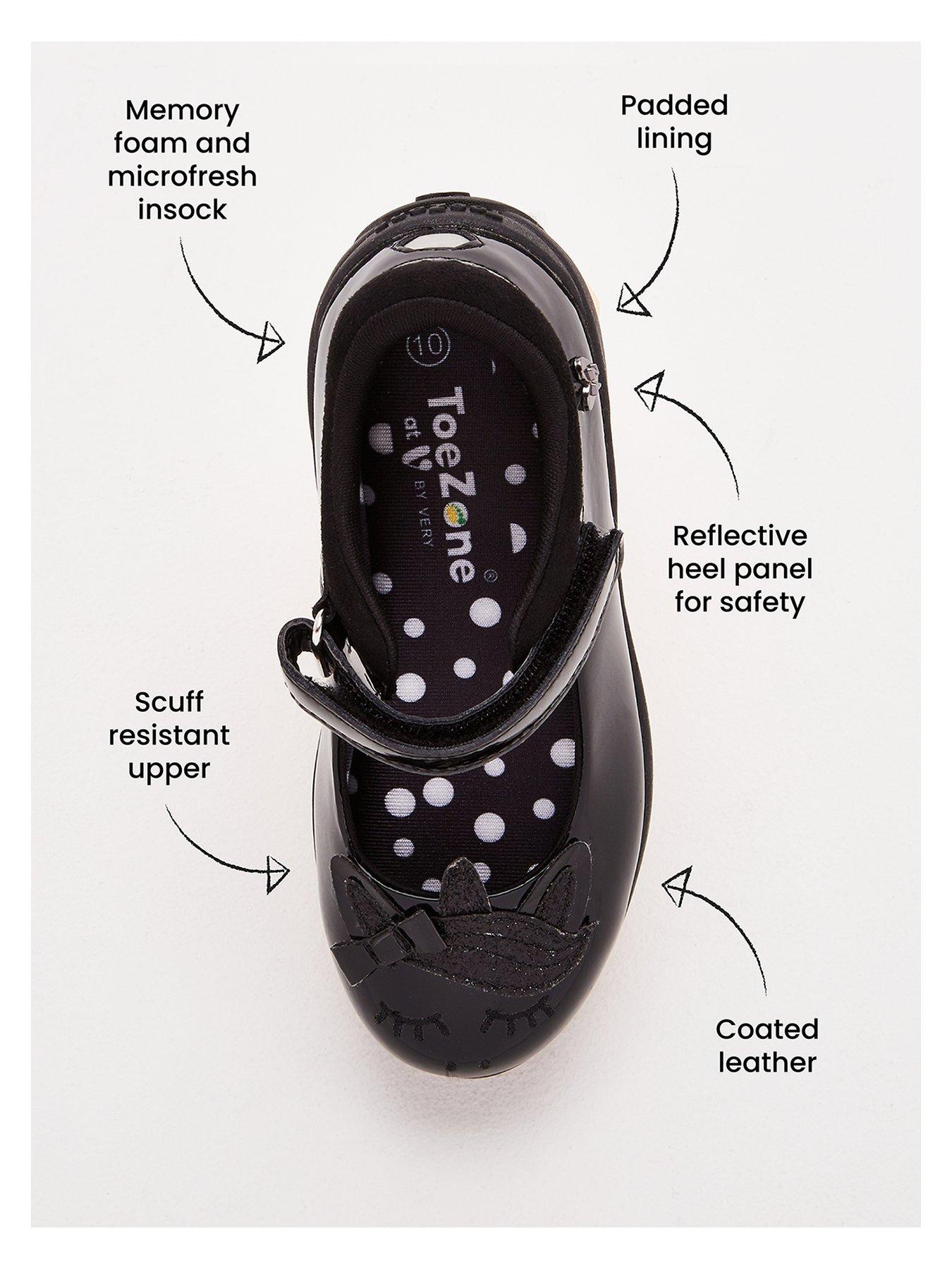 Image 4 of 6 of V by Very ToeZone Girls Unicorn Leather School Shoe - Black