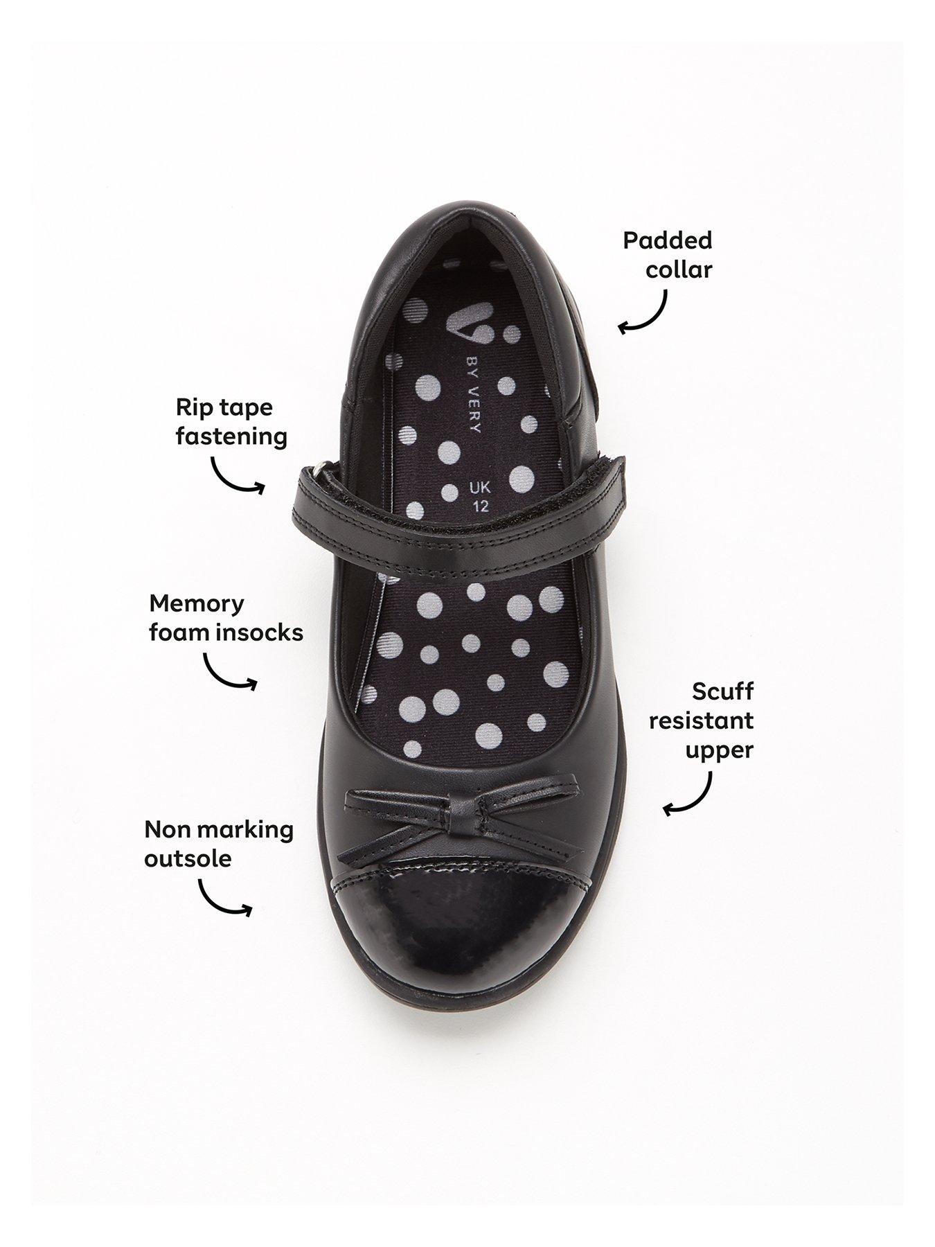 Image 4 of 6 of The Very Collection Girls Memory Foam Rip-Tape Mary Jane School Shoes - Black