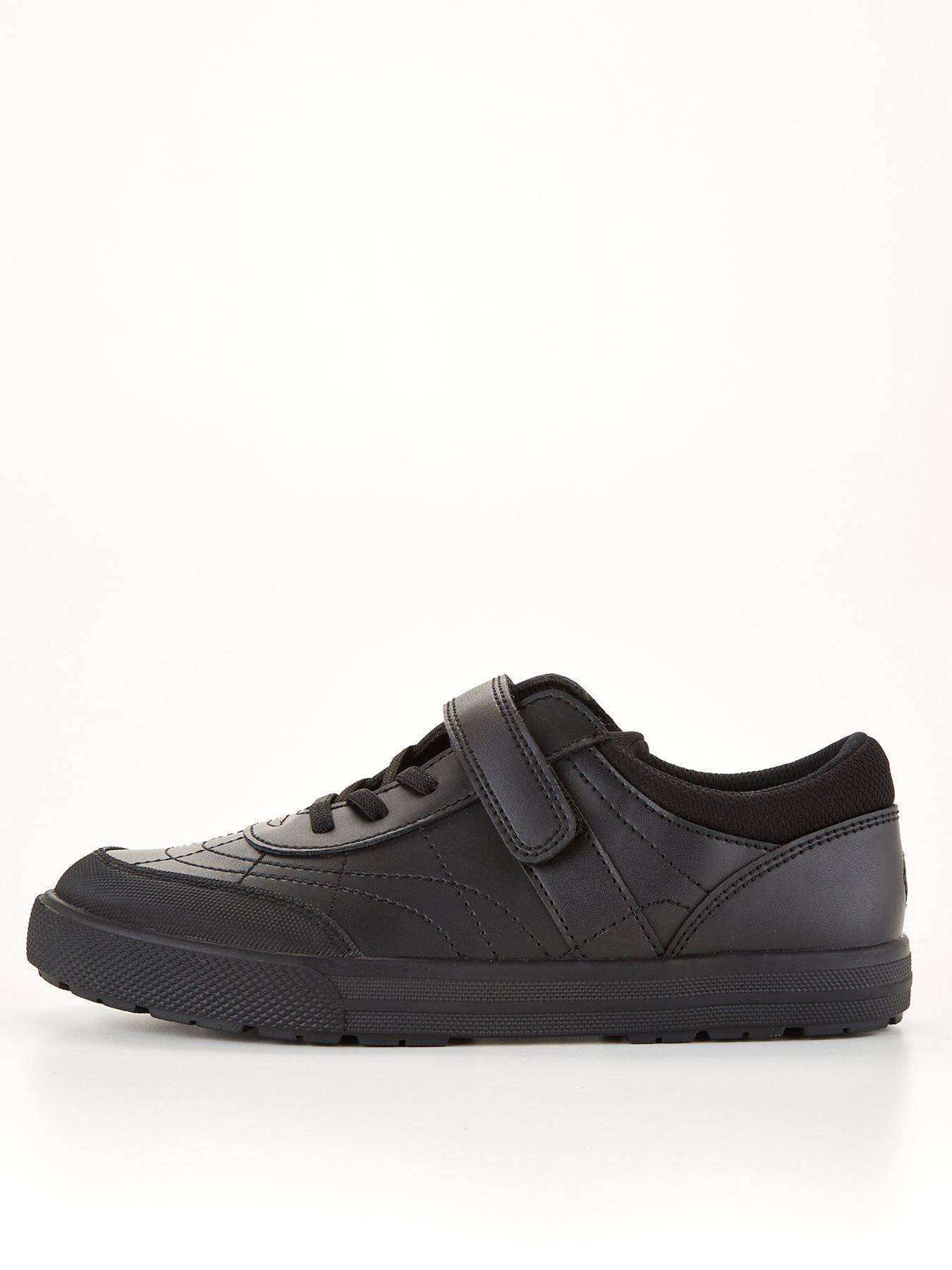 Image 1 of 6 of The Very Collection Boys Leather Elastic Lace Rip-Tape Trainer School Shoe - Black