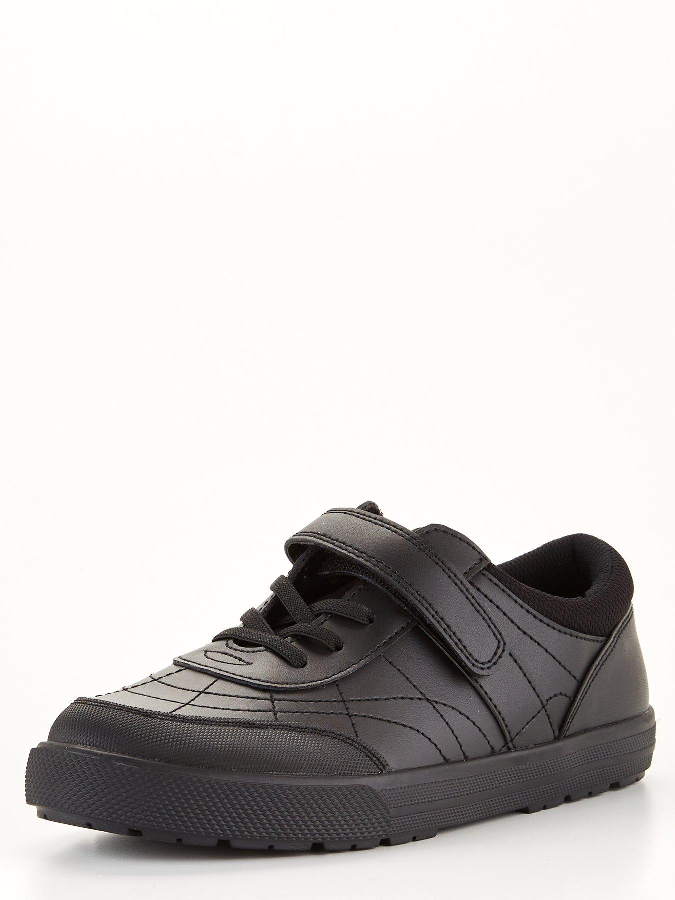Image 2 of 6 of The Very Collection Boys Leather Elastic Lace Rip-Tape Trainer School Shoe - Black