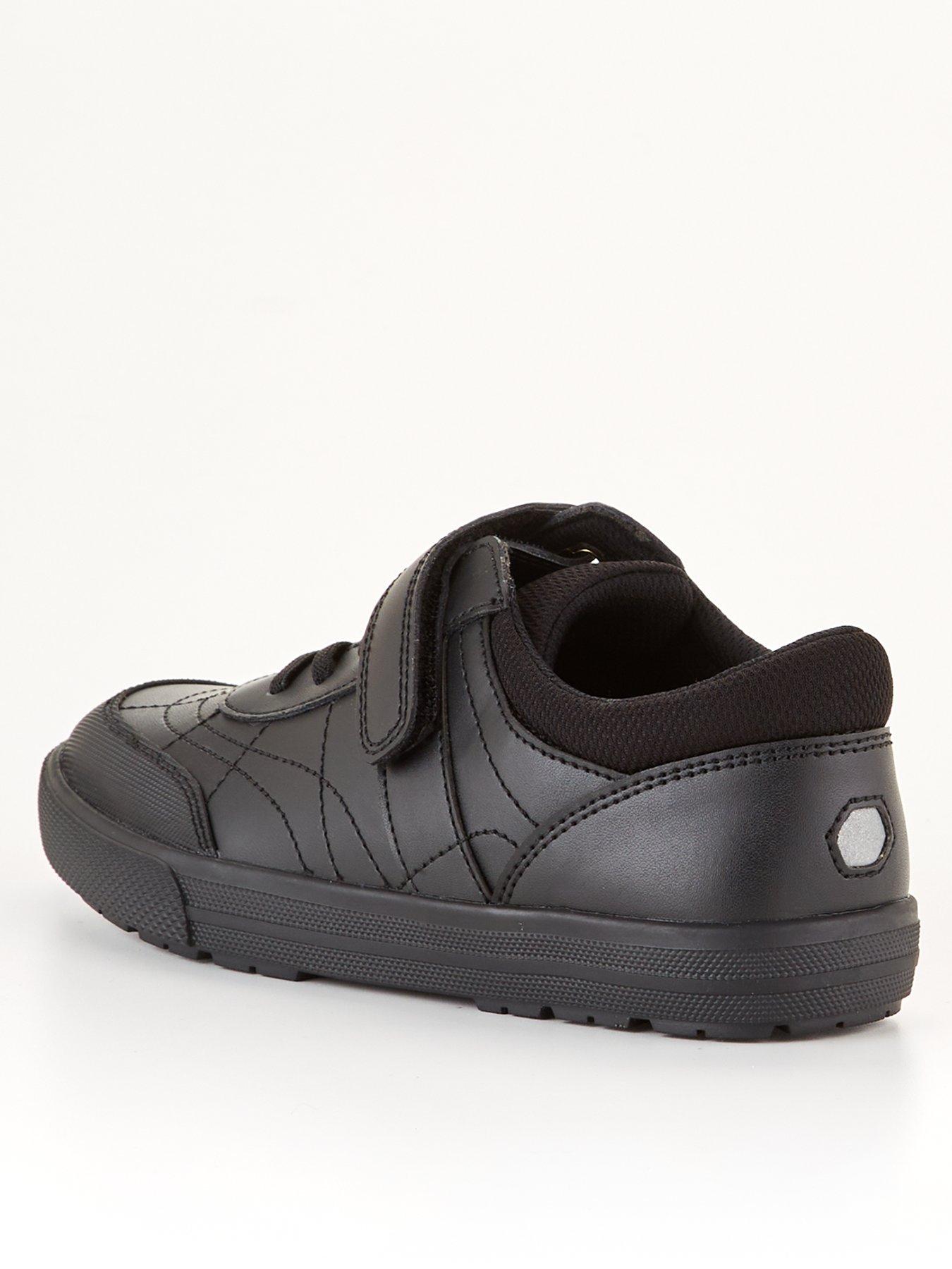 Image 3 of 6 of The Very Collection Boys Leather Elastic Lace Rip-Tape Trainer School Shoe - Black